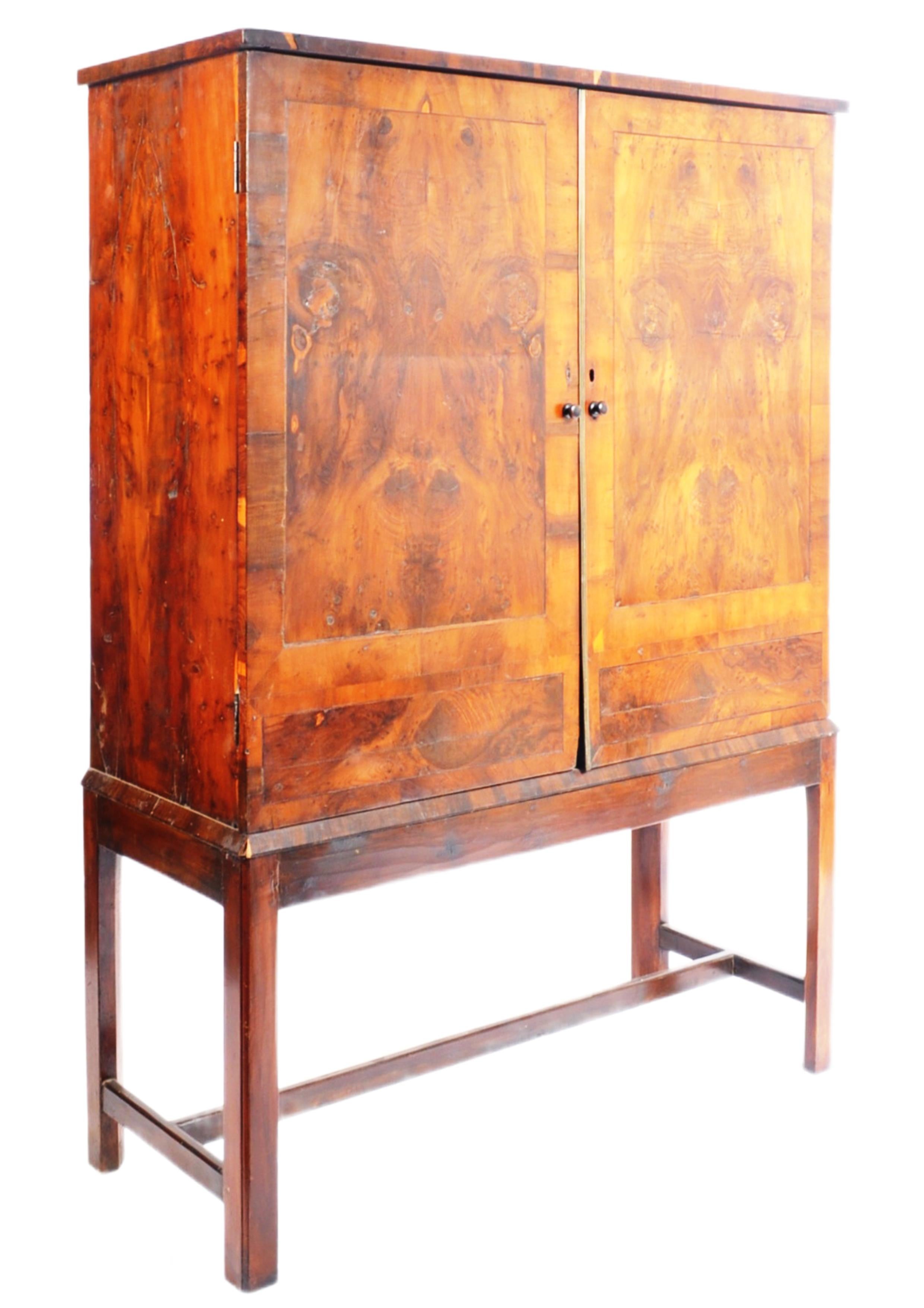 Rare 18th Century Library Yew Wood Specimen Collectors Cabinet Chest on Stand For Sale 1