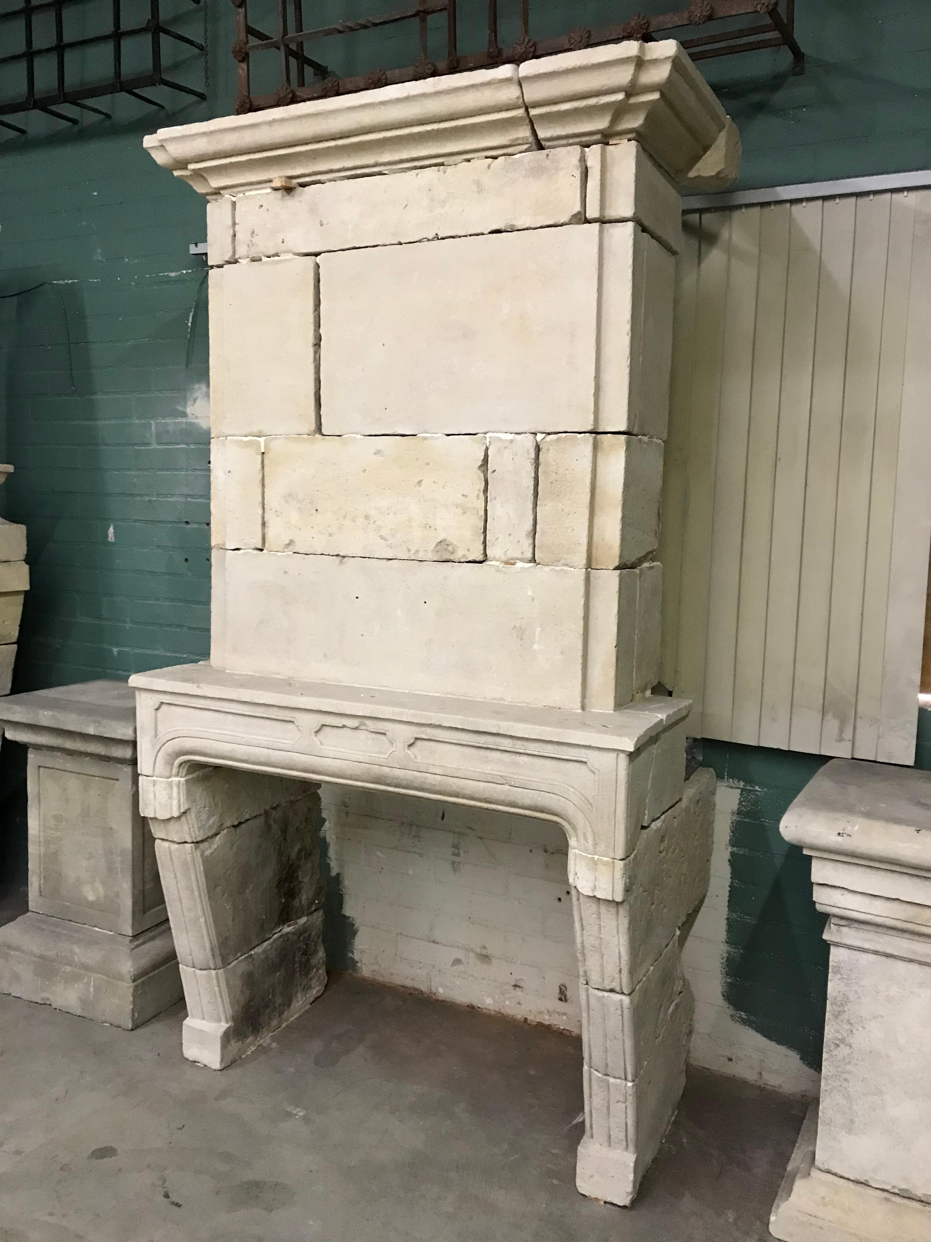 reclaimed stone fireplace surround