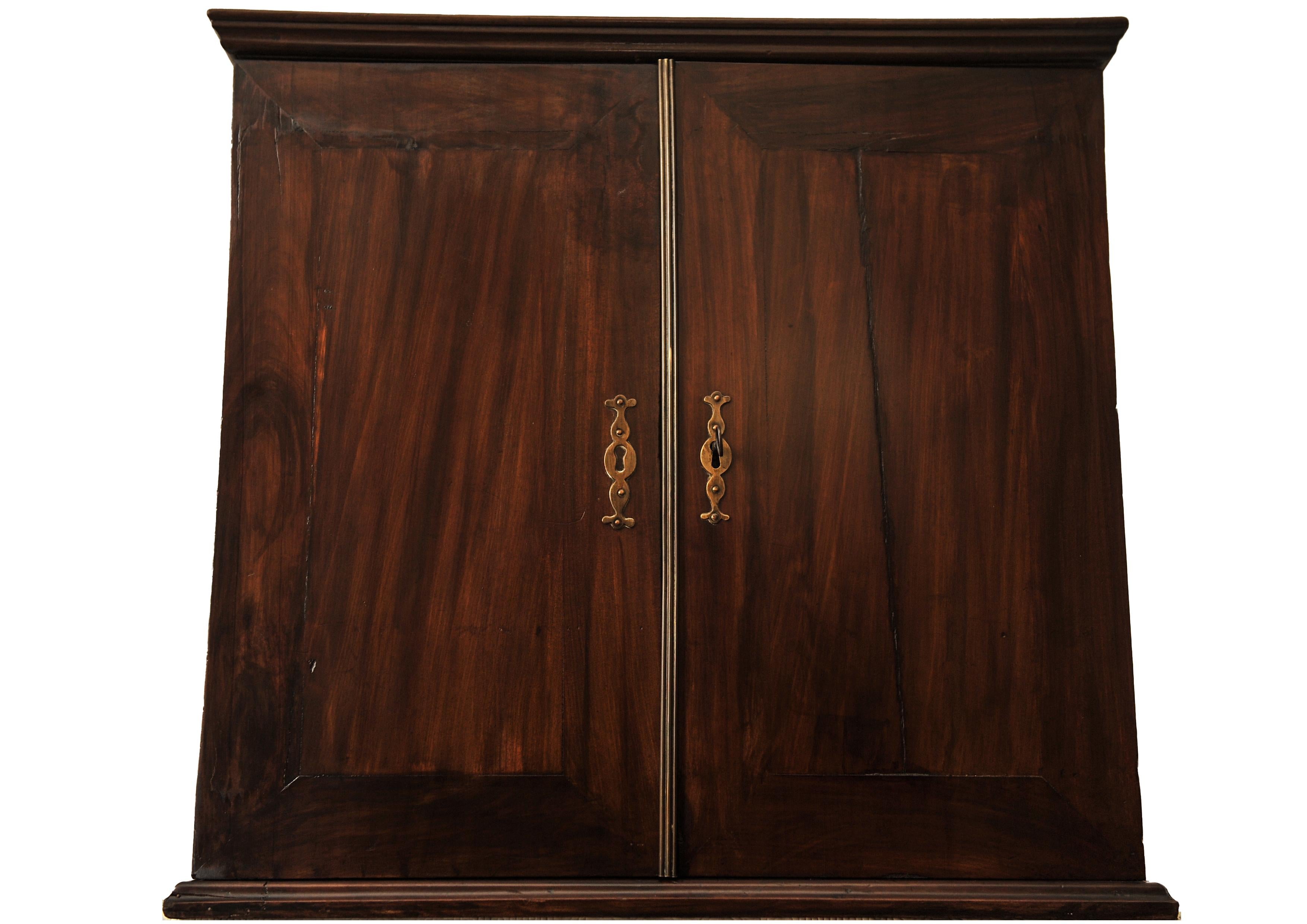 British Rare 18th Century Mahogany & Brass Table Cabinet Fitted With Pigeonholes For Sale