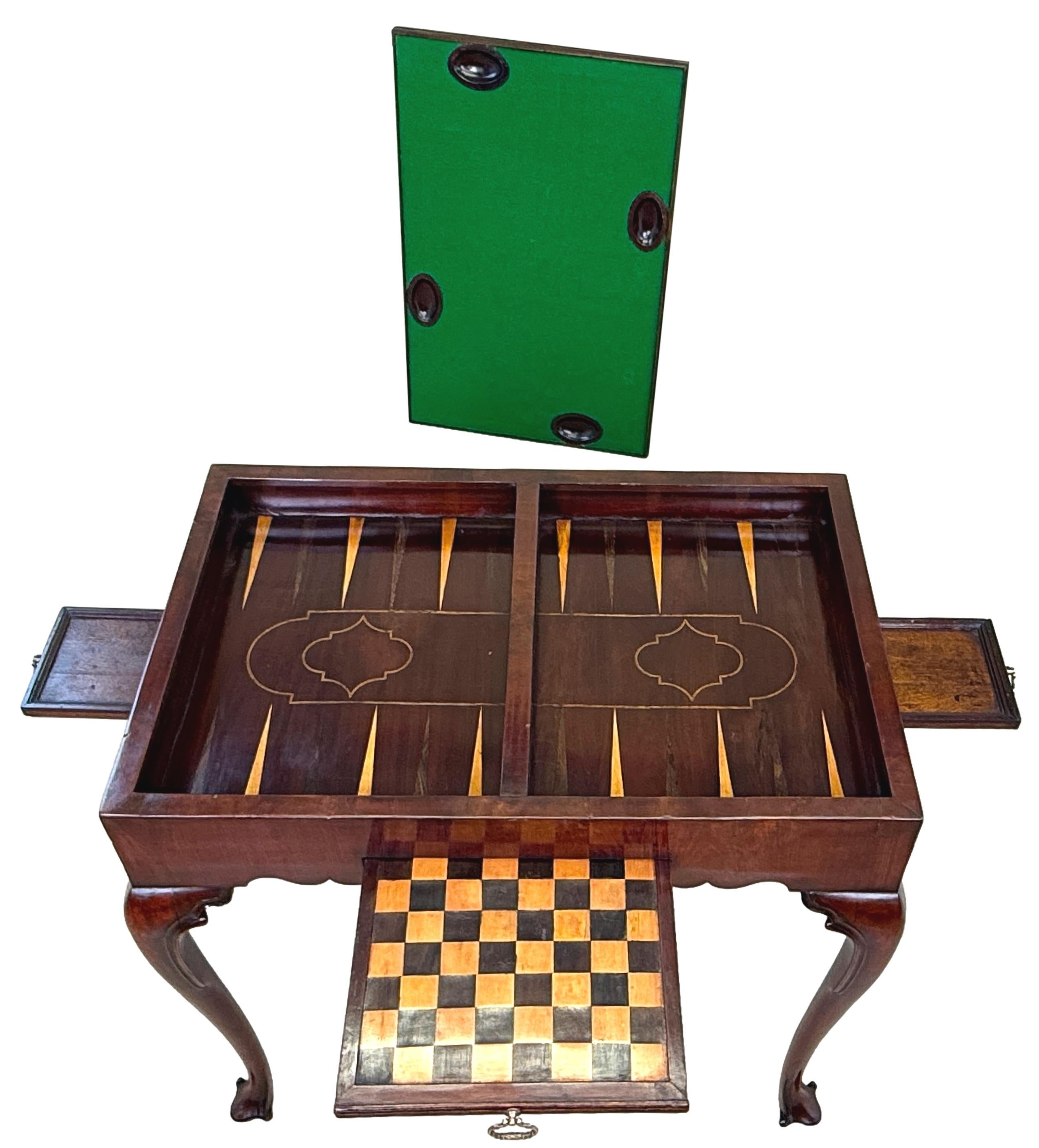 English Rare 18th Century Mahogany Chess & Backgammon Games Table For Sale