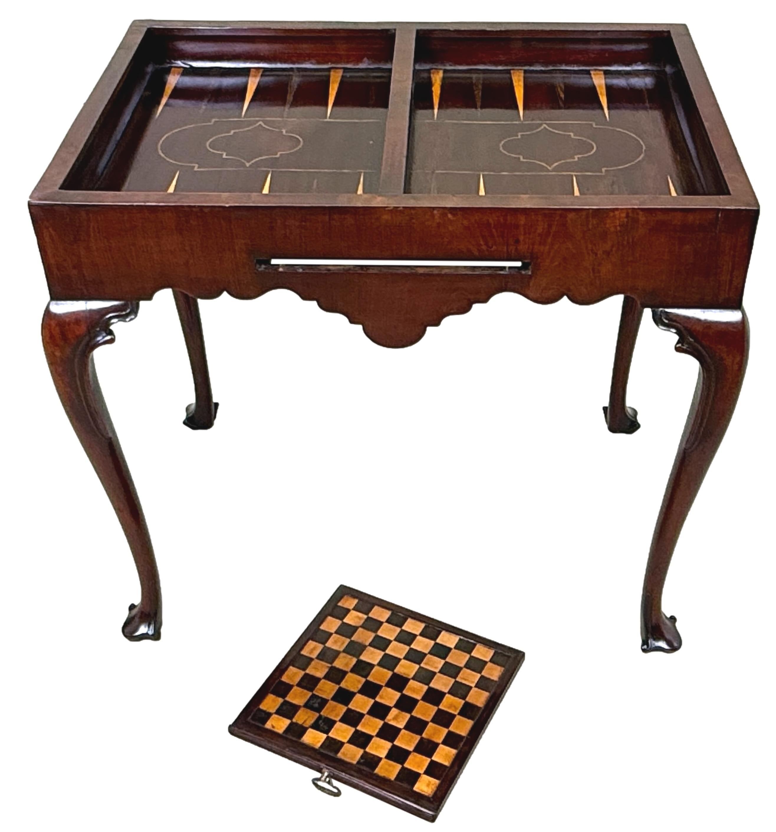 Rare 18th Century Mahogany Chess & Backgammon Games Table For Sale 3