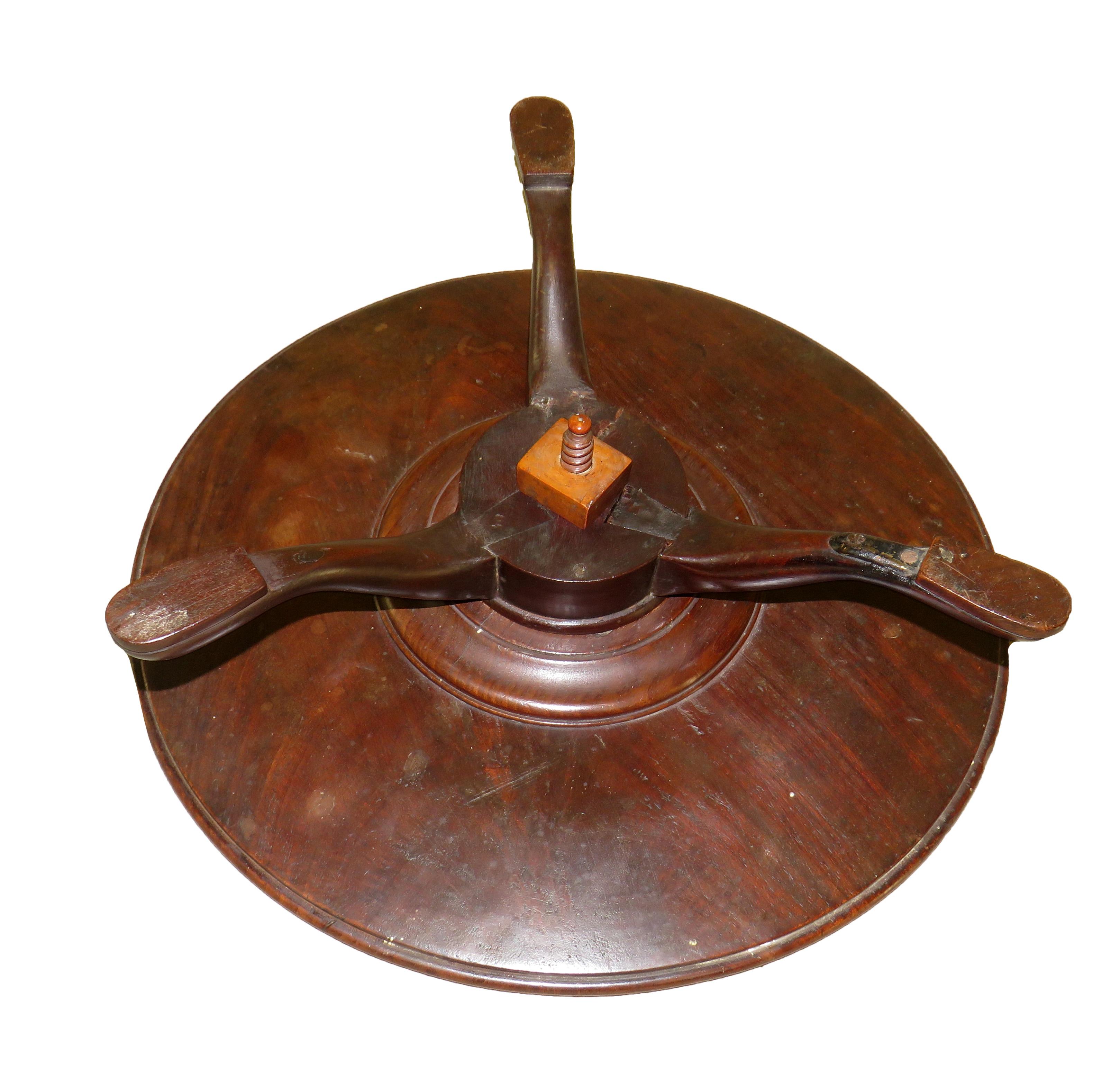 An exceptionally rare 18th century mahogany Chippendale period
Lazy Susan having superbly figured rotating circular top retaining
Rich color and patina raised on elegant tripod legs

(By far the earliest example of a Lazy Susan that we have come