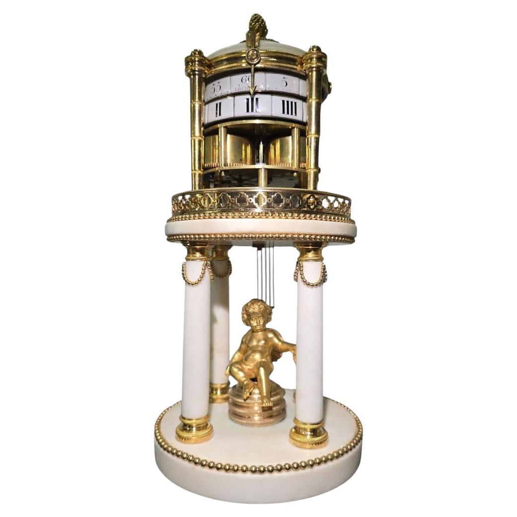 Seltene Uhr aus Marmor und vergoldeter Bronze aus dem 18. Jahrhundert - signiert "Le Chopie à Paris im Angebot