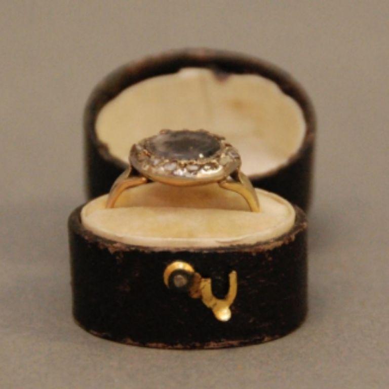 George III Rare 18th Century Moss Agate and Diamond Ring
