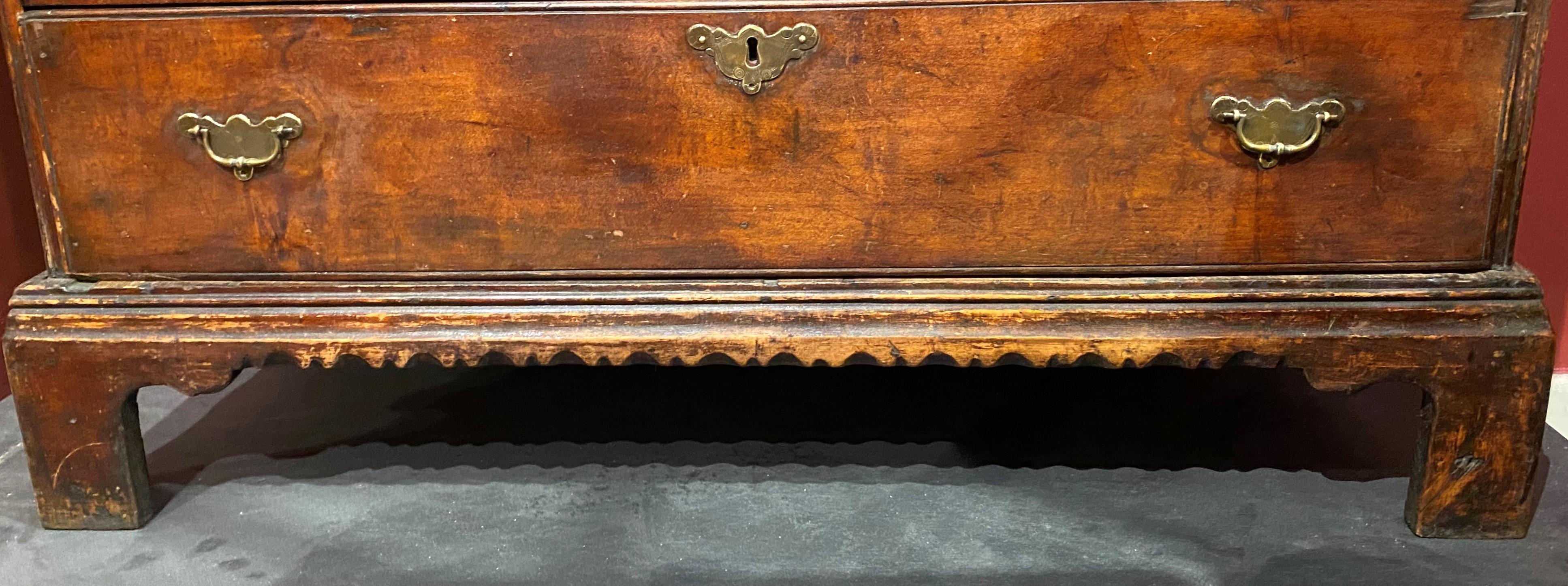18th Century and Earlier Rare 18th Century NH Maple Fall Front Desk with Nicely Scalloped Apron