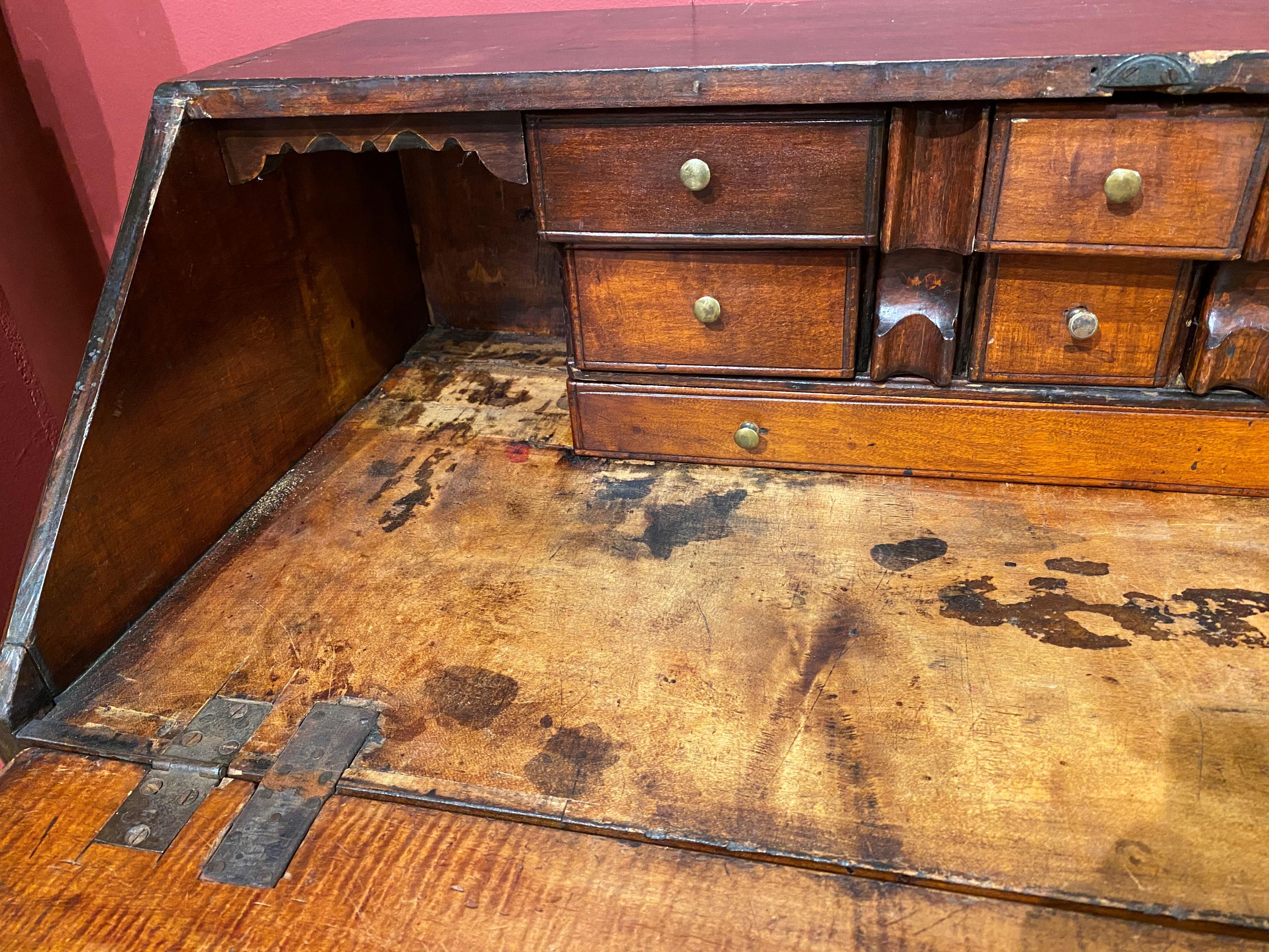 Rare 18th Century NH Maple Fall Front Desk with Nicely Scalloped Apron 4