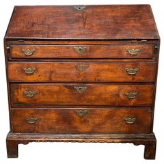 Rare 18th Century NH Maple Fall Front Desk with Nicely Scalloped Apron