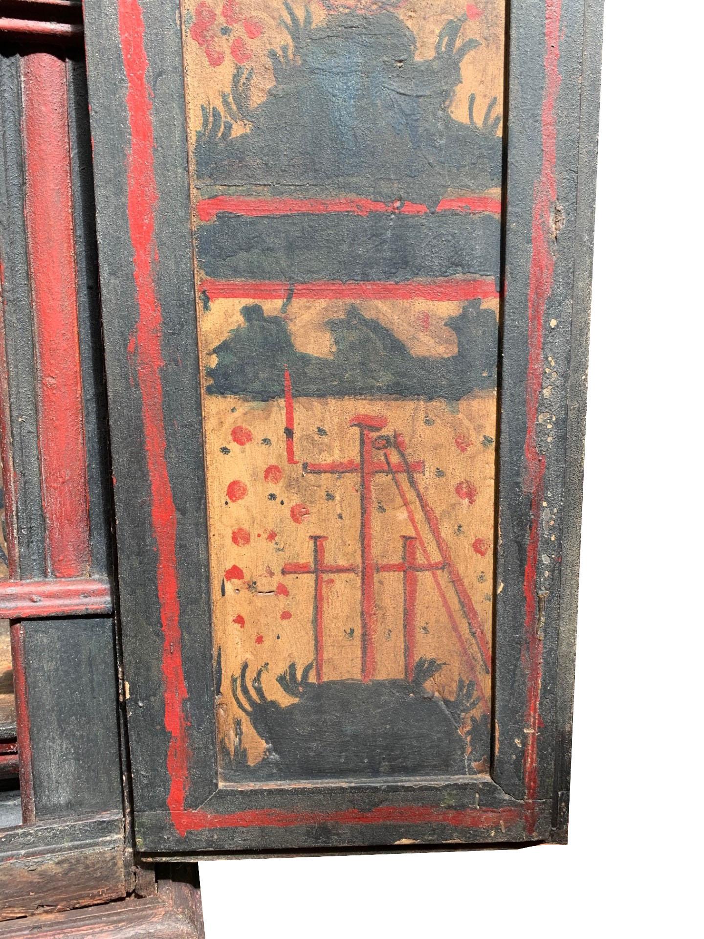 Bois Rare sanctuaire peint du 18ème siècle en vente