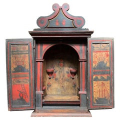 Rare 18th Century Painted Shrine