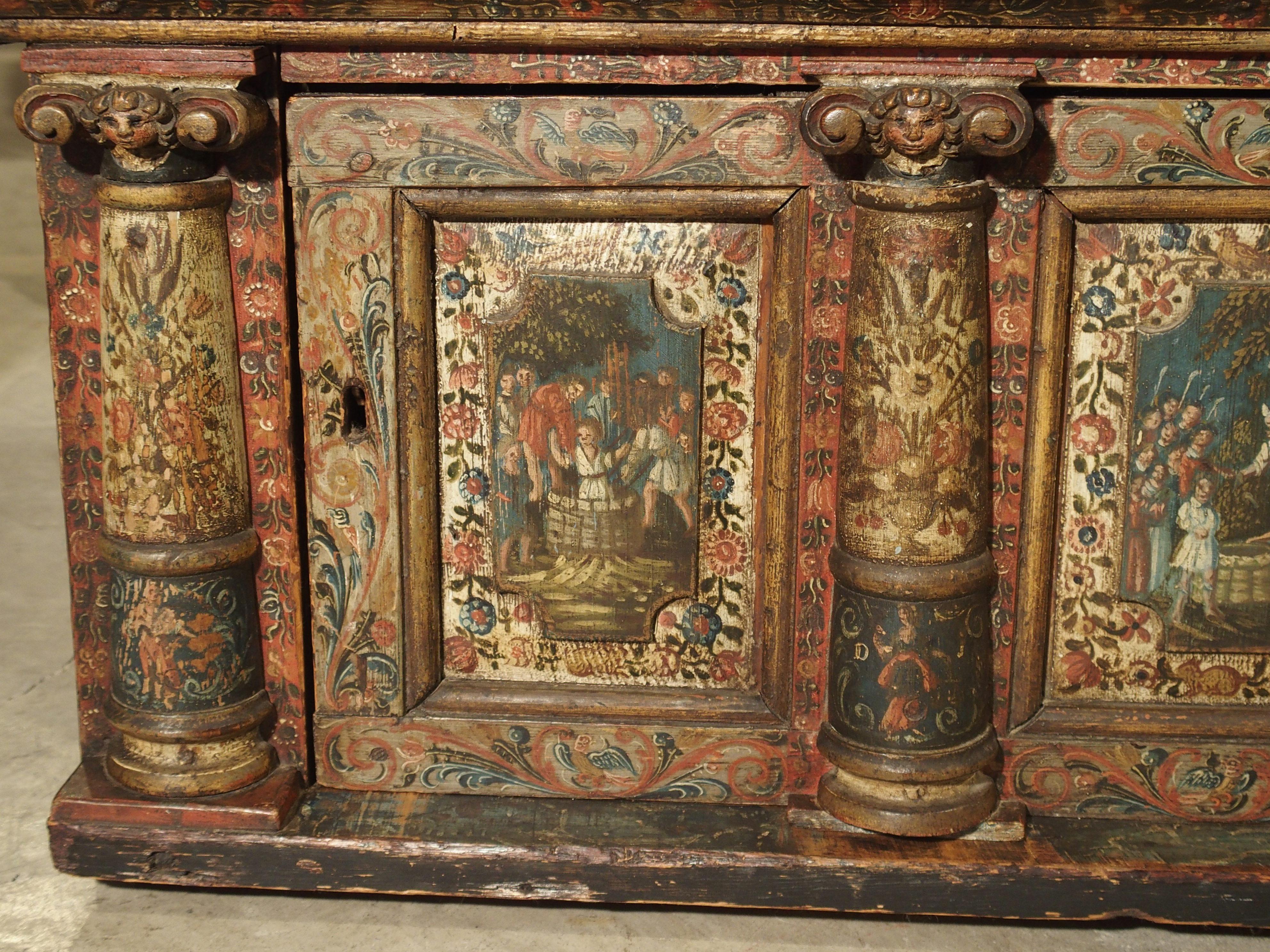 Rare 18th Century Painted Table Cabinet from Southern Germany 4