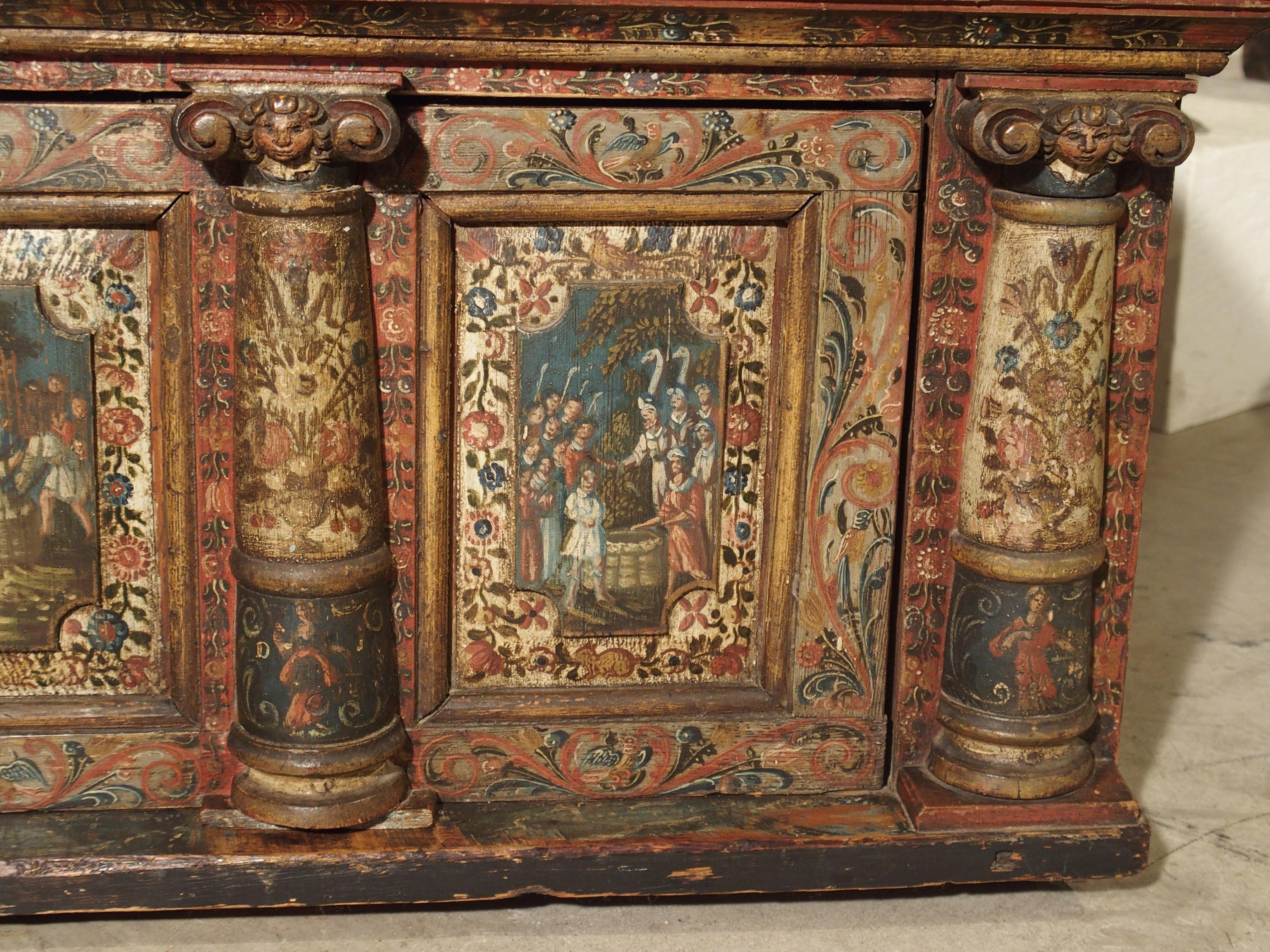 Rare 18th Century Painted Table Cabinet from Southern Germany 5