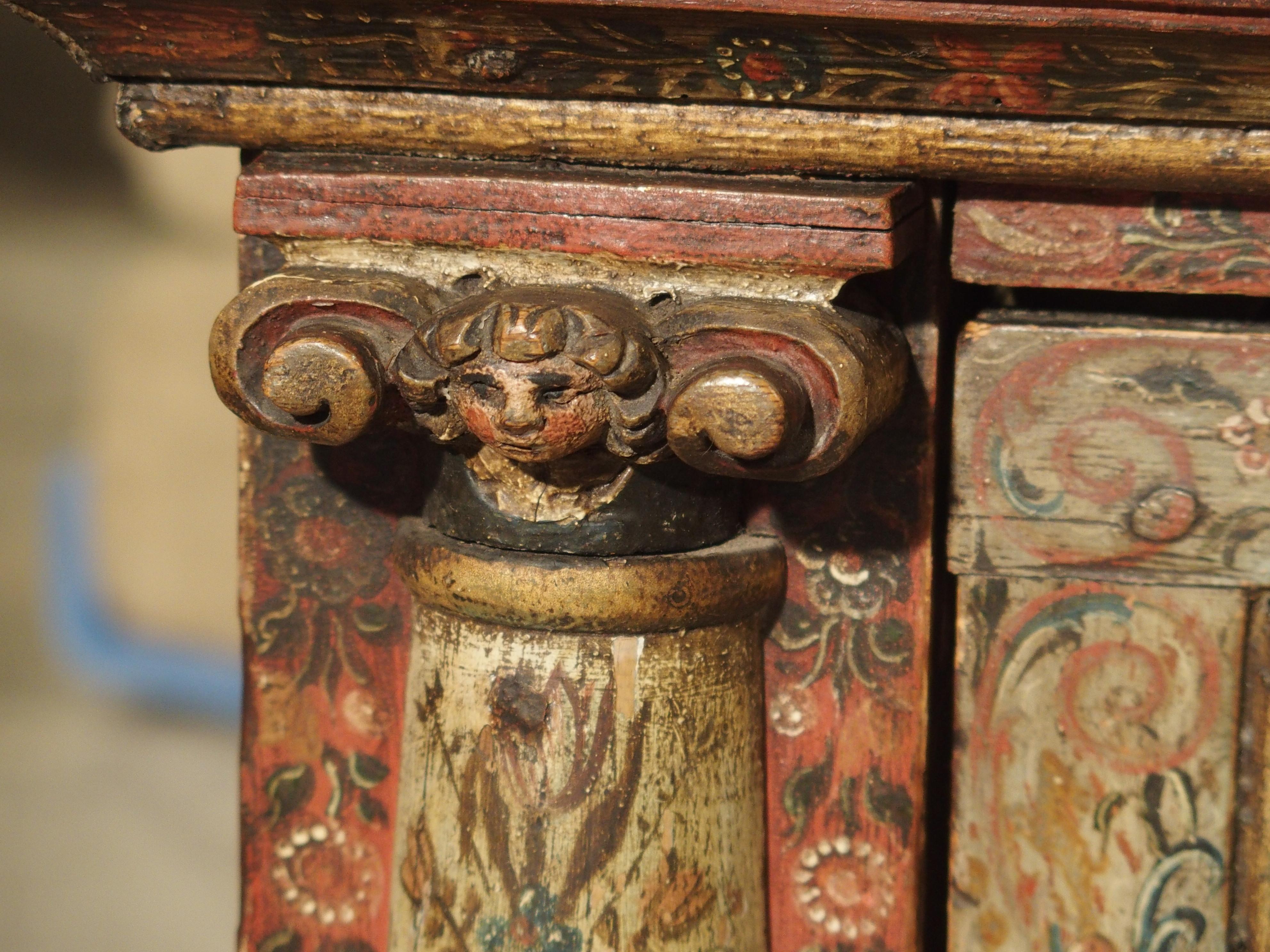 Rare 18th Century Painted Table Cabinet from Southern Germany 8