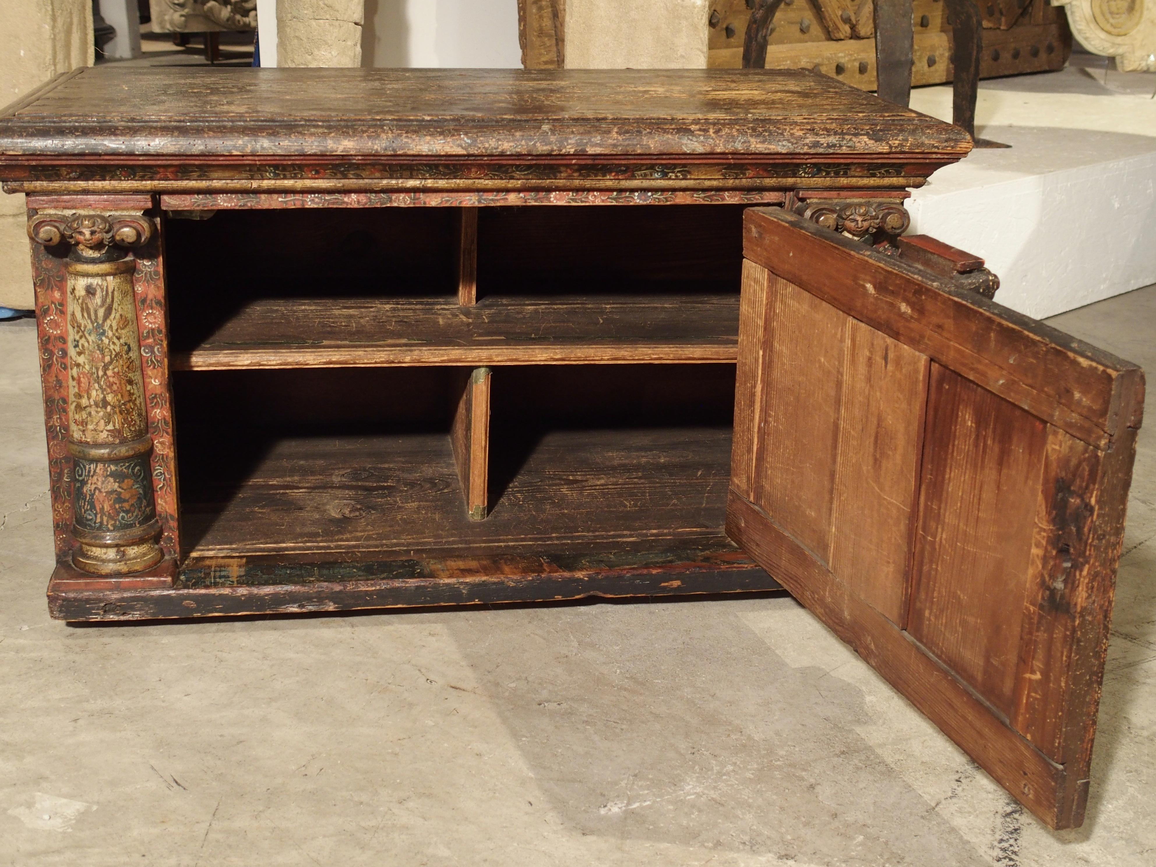 Rare 18th Century Painted Table Cabinet from Southern Germany 9