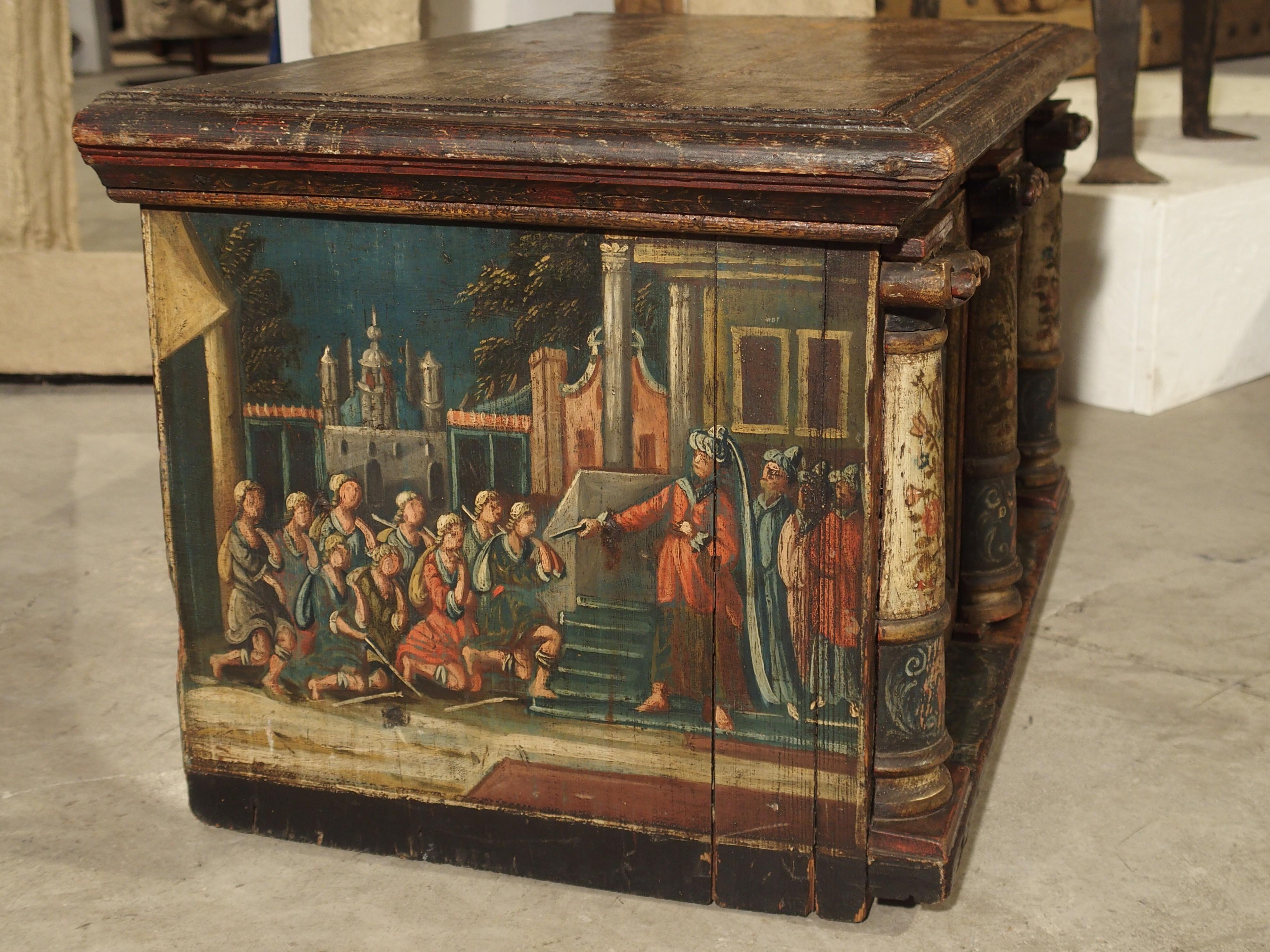 Rare 18th Century Painted Table Cabinet from Southern Germany 11