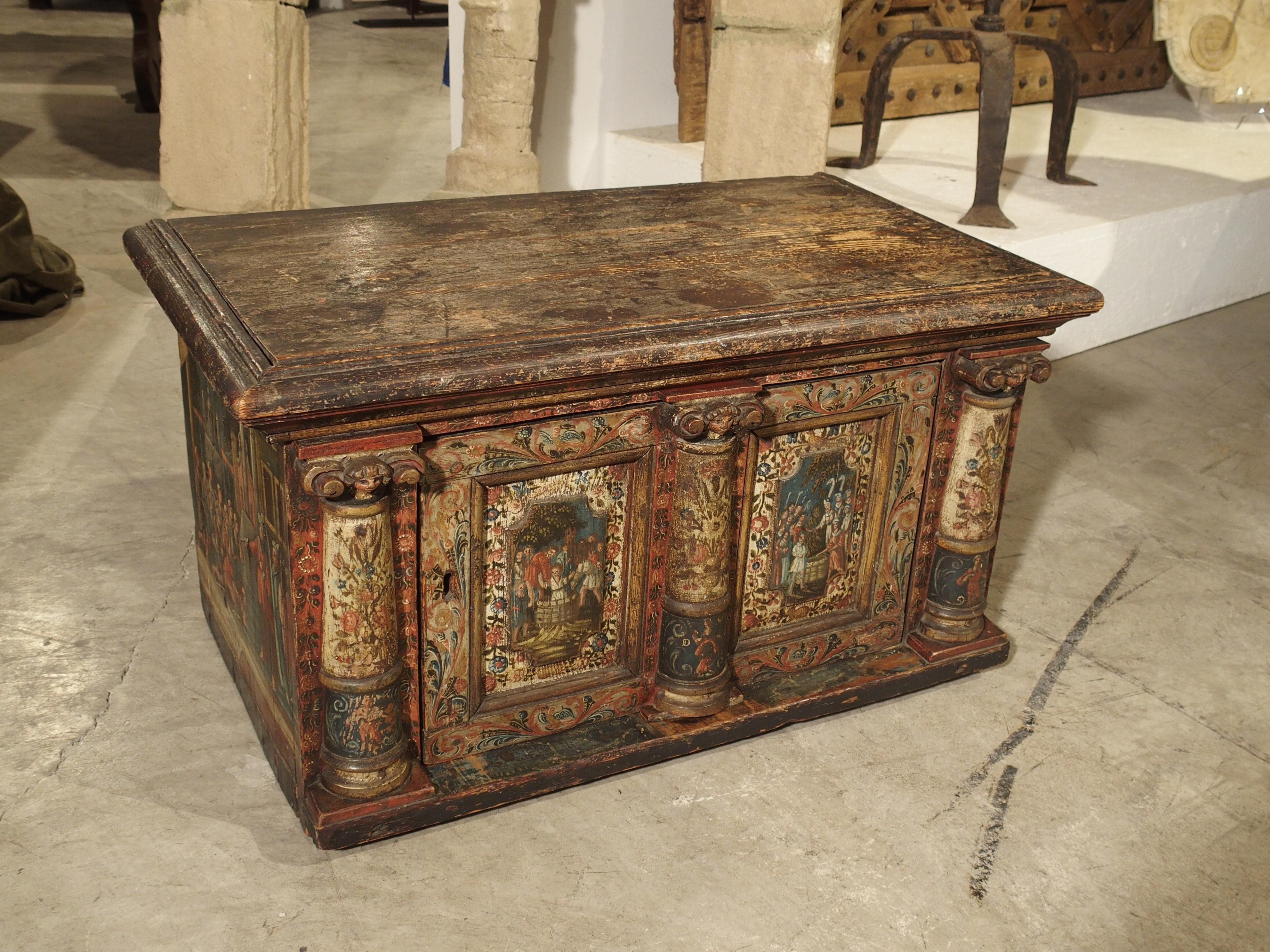 18th Century and Earlier Rare 18th Century Painted Table Cabinet from Southern Germany