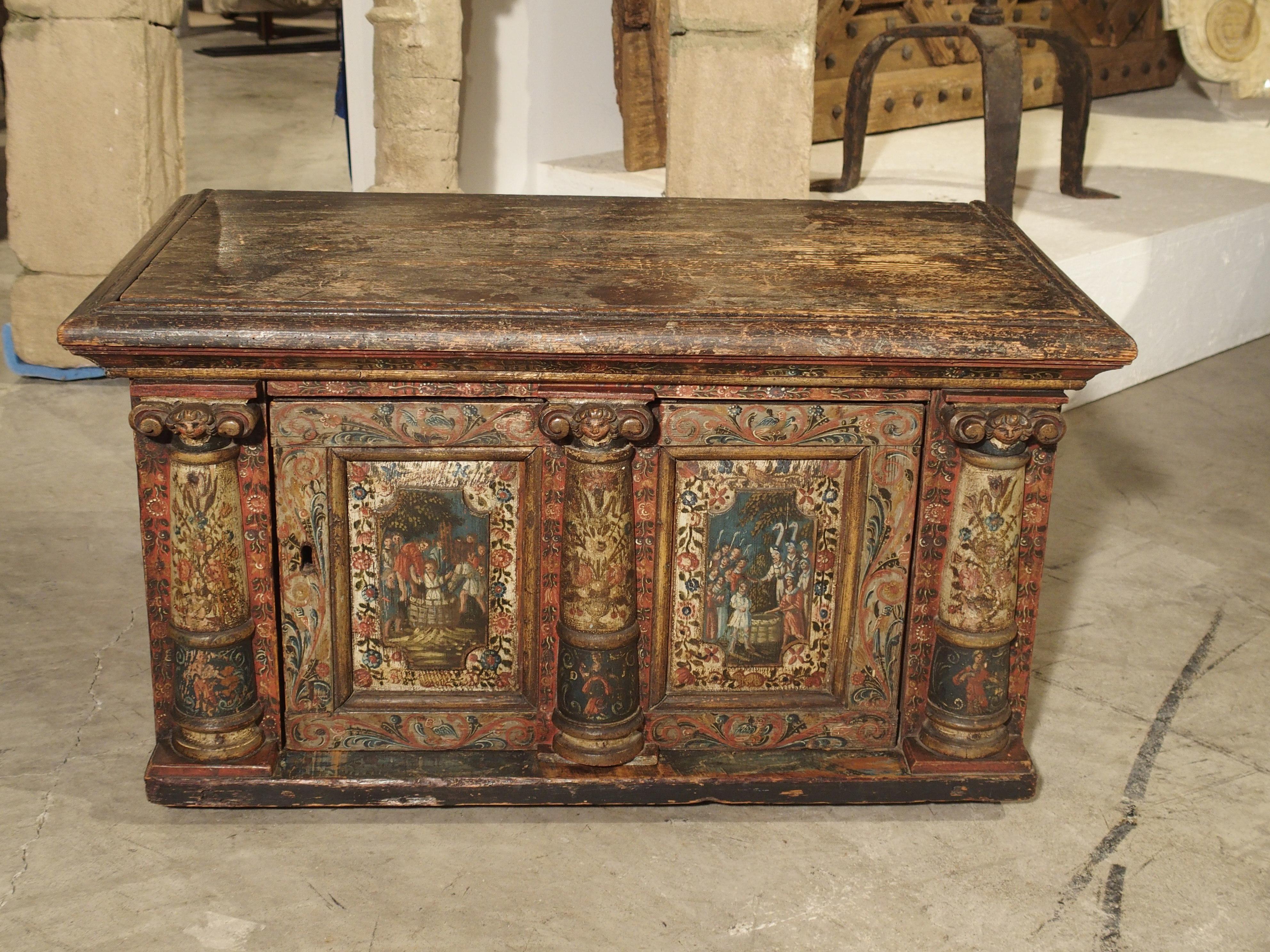 Rare 18th Century Painted Table Cabinet from Southern Germany 1
