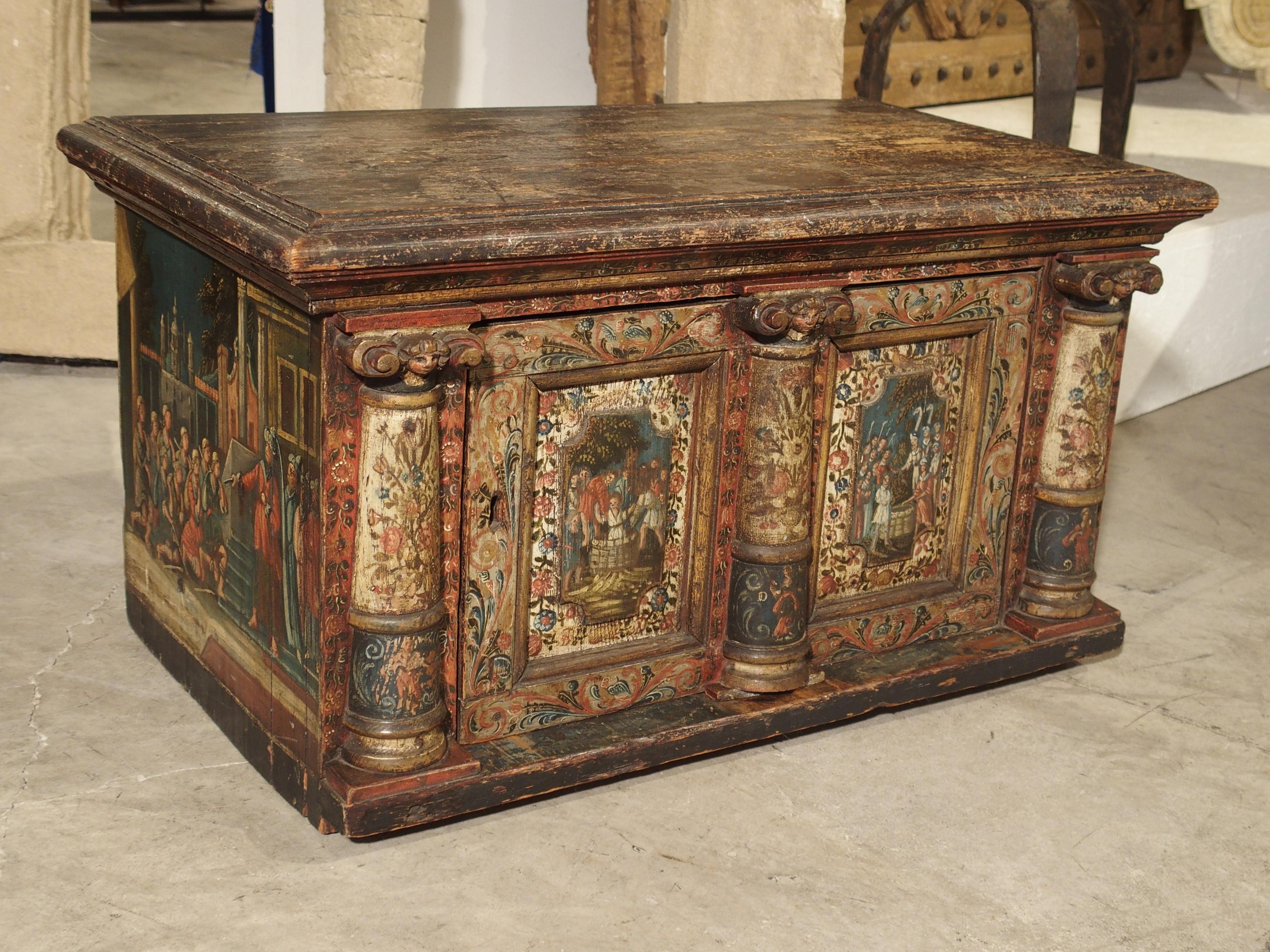 Rare 18th Century Painted Table Cabinet from Southern Germany 2