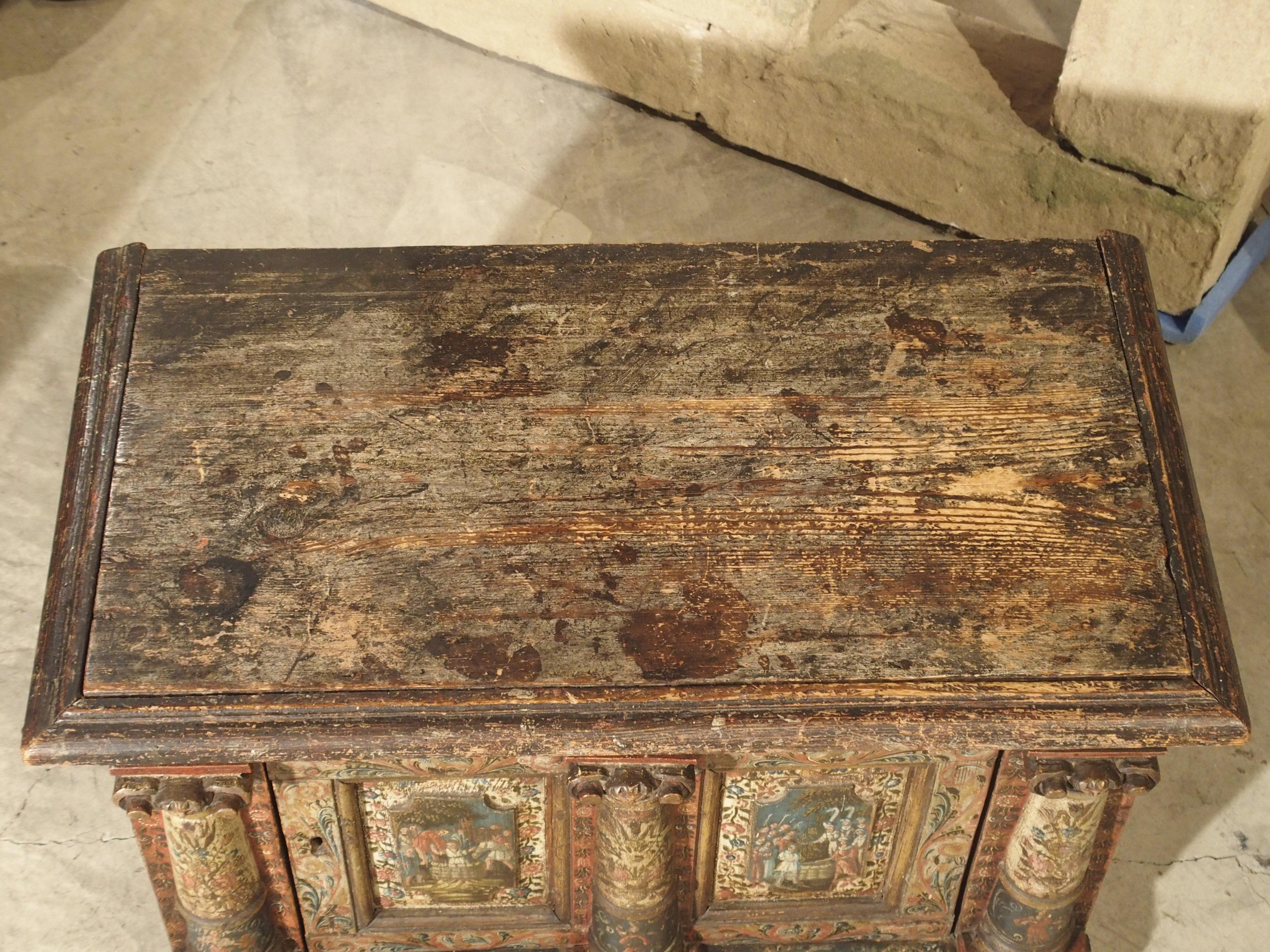 Rare 18th Century Painted Table Cabinet from Southern Germany 3