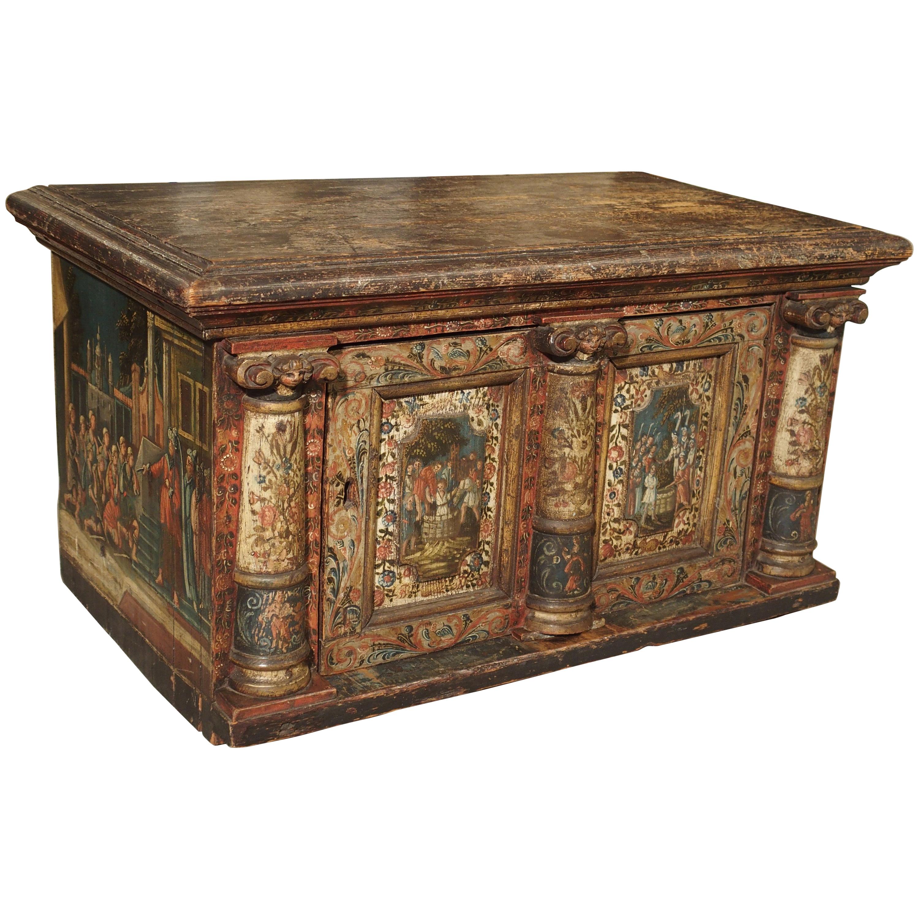 Rare 18th Century Painted Table Cabinet from Southern Germany