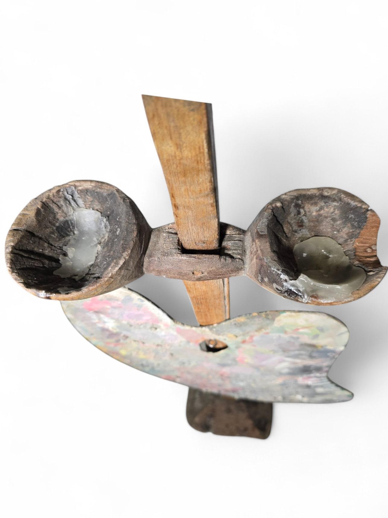 Raro cavalletto da pittore del XVIII secolo con bracci a candelabro e tavolozza in vendita 3