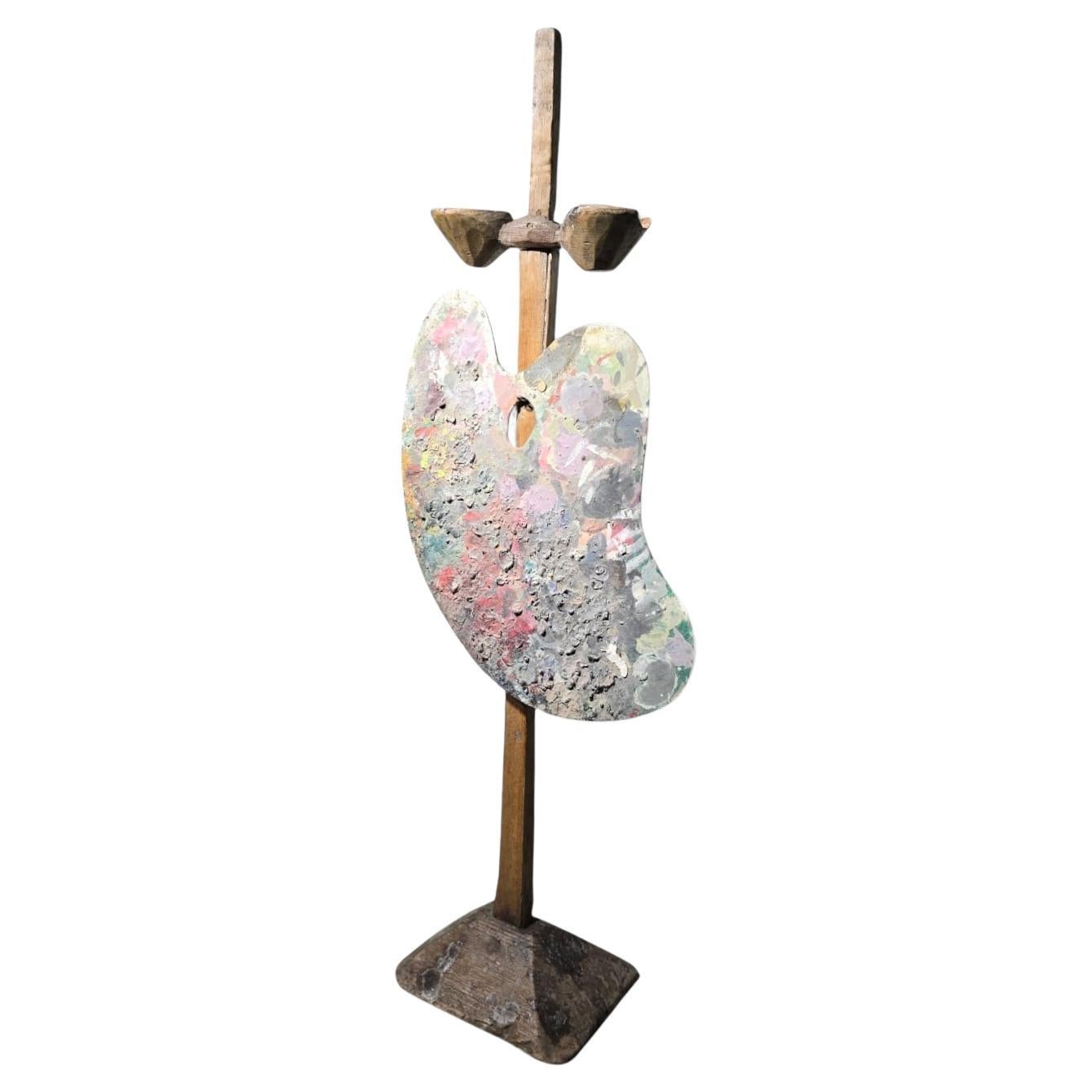 Raro cavalletto da pittore del XVIII secolo con bracci a candelabro e tavolozza in vendita