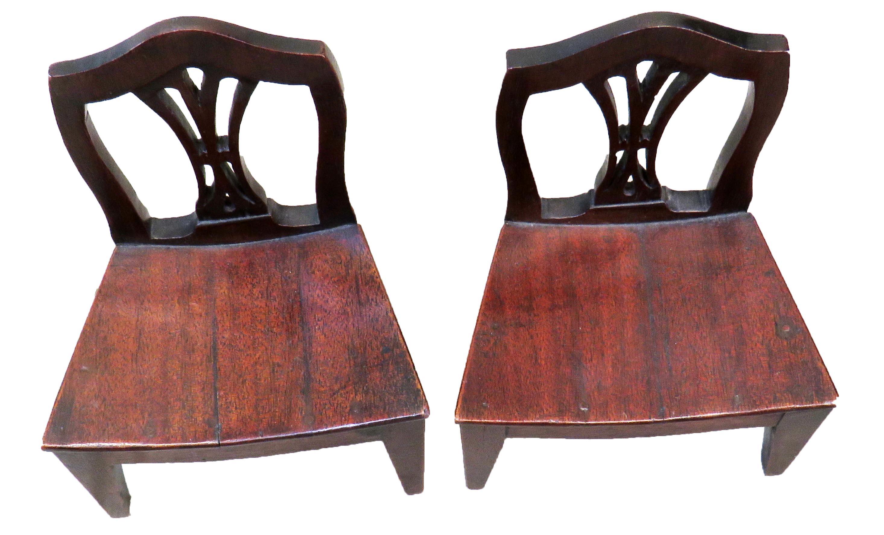 Georgian Rare 18th Century Pair of Miniature Mahogany Chairs