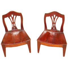 Antique Rare 18th Century Pair of Miniature Mahogany Chairs