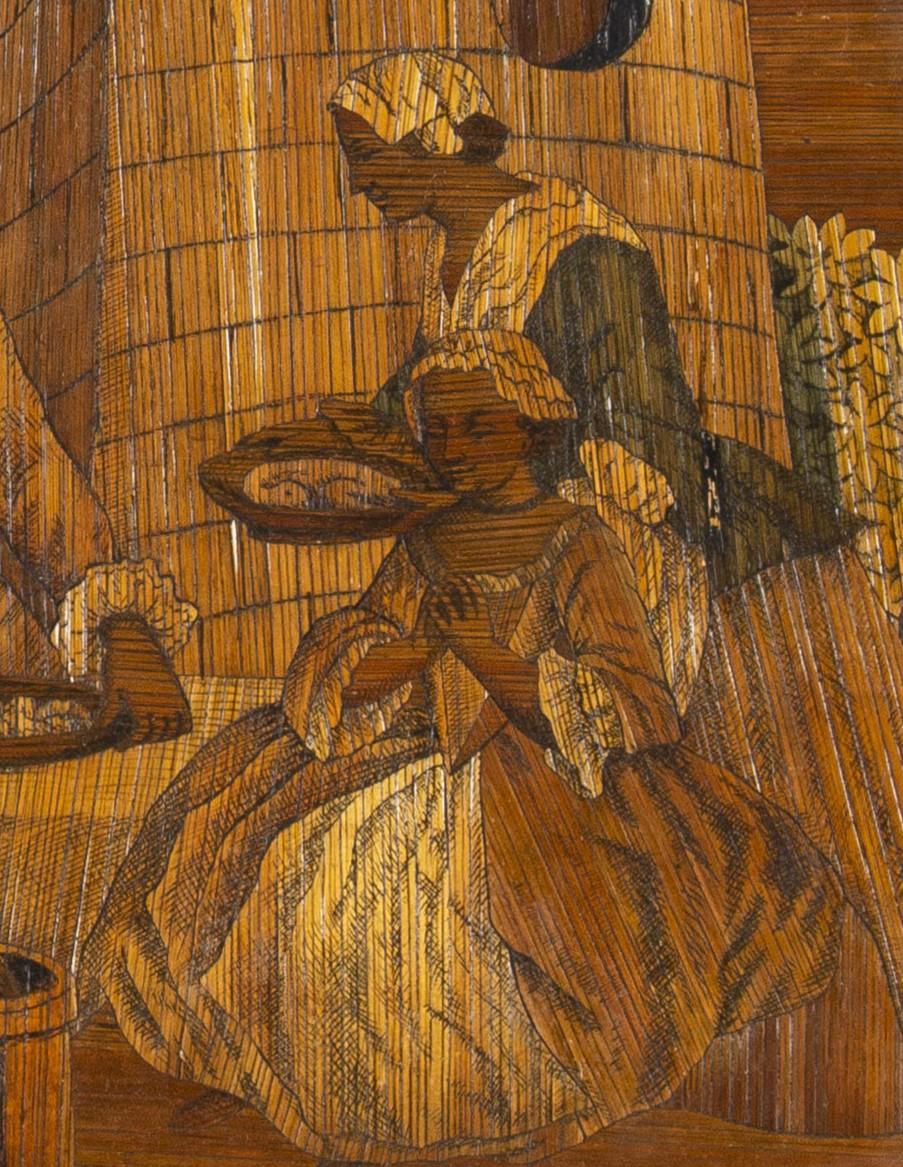 Seltene Piedmont-Bambus-Kunst des Fete-Galante aus dem 18. Jahrhundert (Intarsie) im Angebot