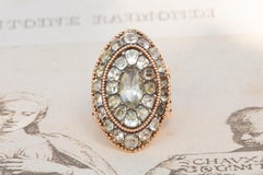 Rare 18th Century Portuguese Cluster Ring Minas Novas Rock Crystal Antique