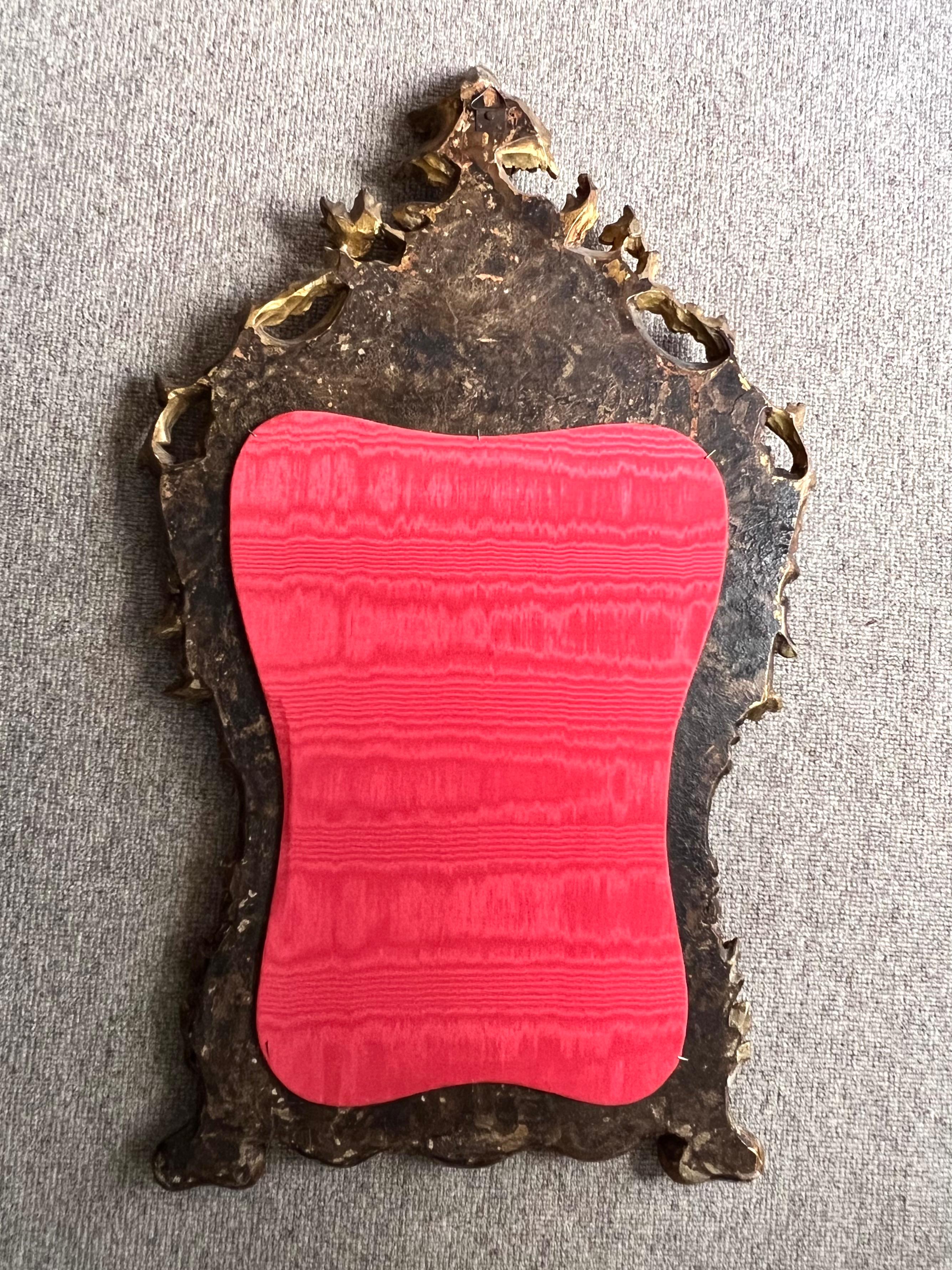 Rare 18th Century Queen Anne Period Red Japanned Mirror with Gilded Cresting 2