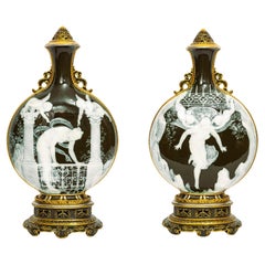 Rare 19 C. English Mintons Pâte-Sur-Pâte Porcelain Covered Vases, by Louis Solon