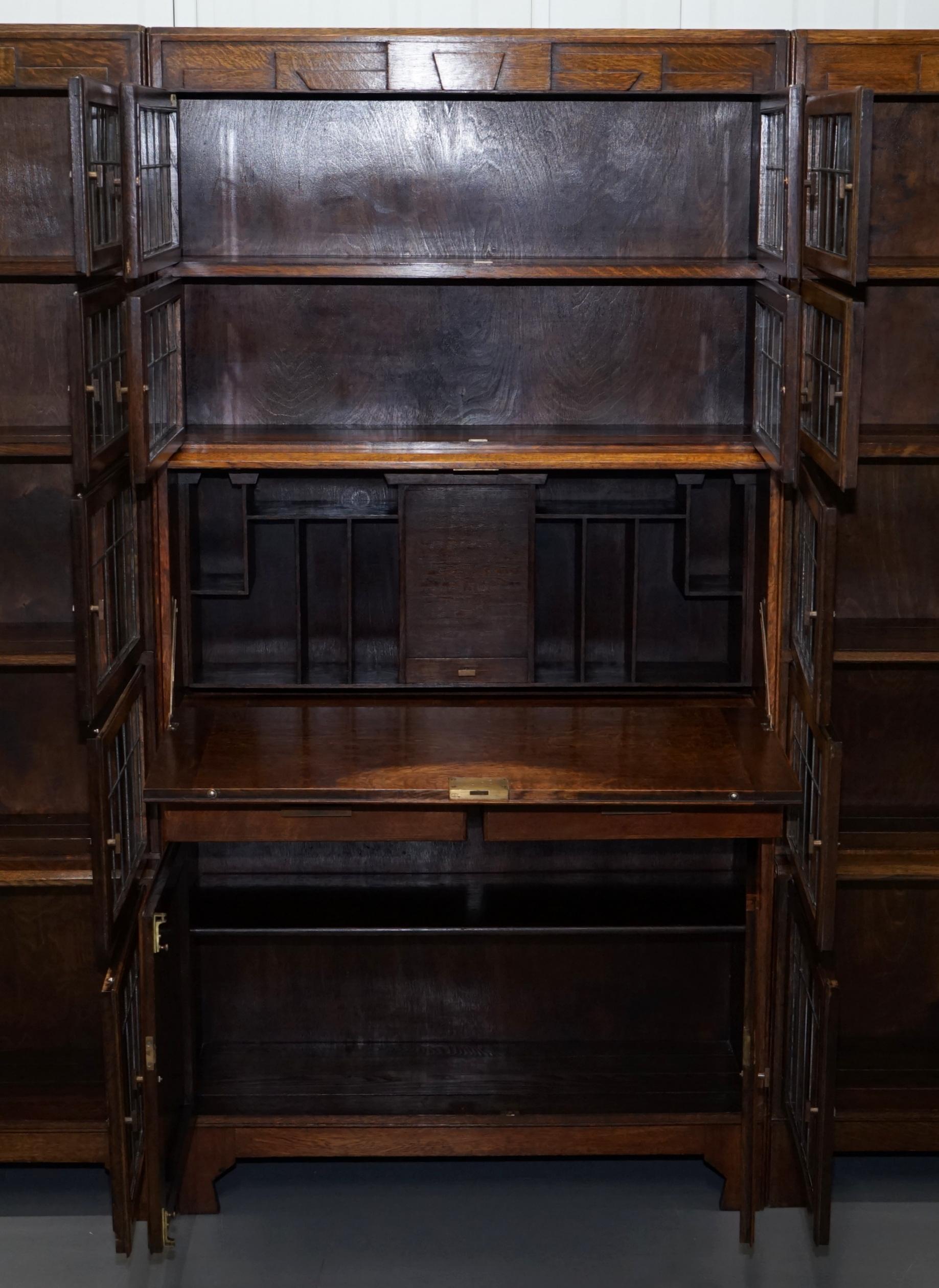 Rare 1900 Minty Oxford Oak Library Stacking Bookcases Suite Desk Globe Wernicke 6