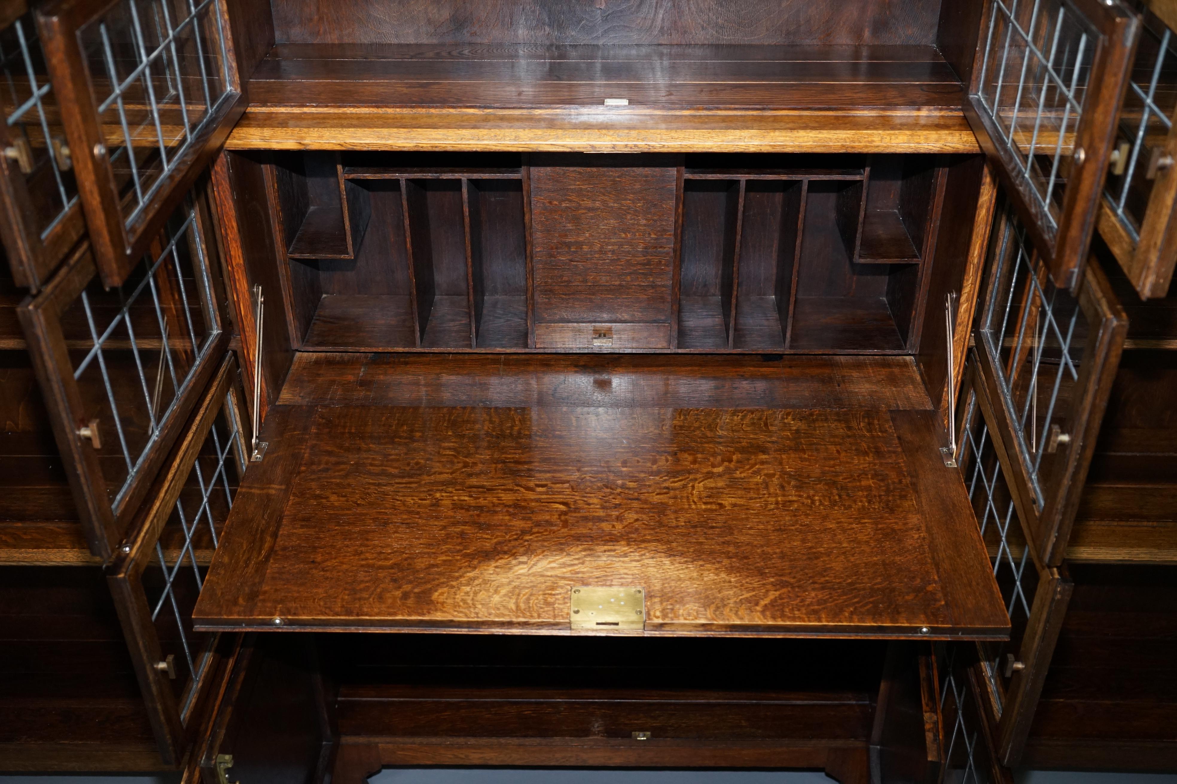 Rare 1900 Minty Oxford Oak Library Stacking Bookcases Suite Desk Globe Wernicke 7