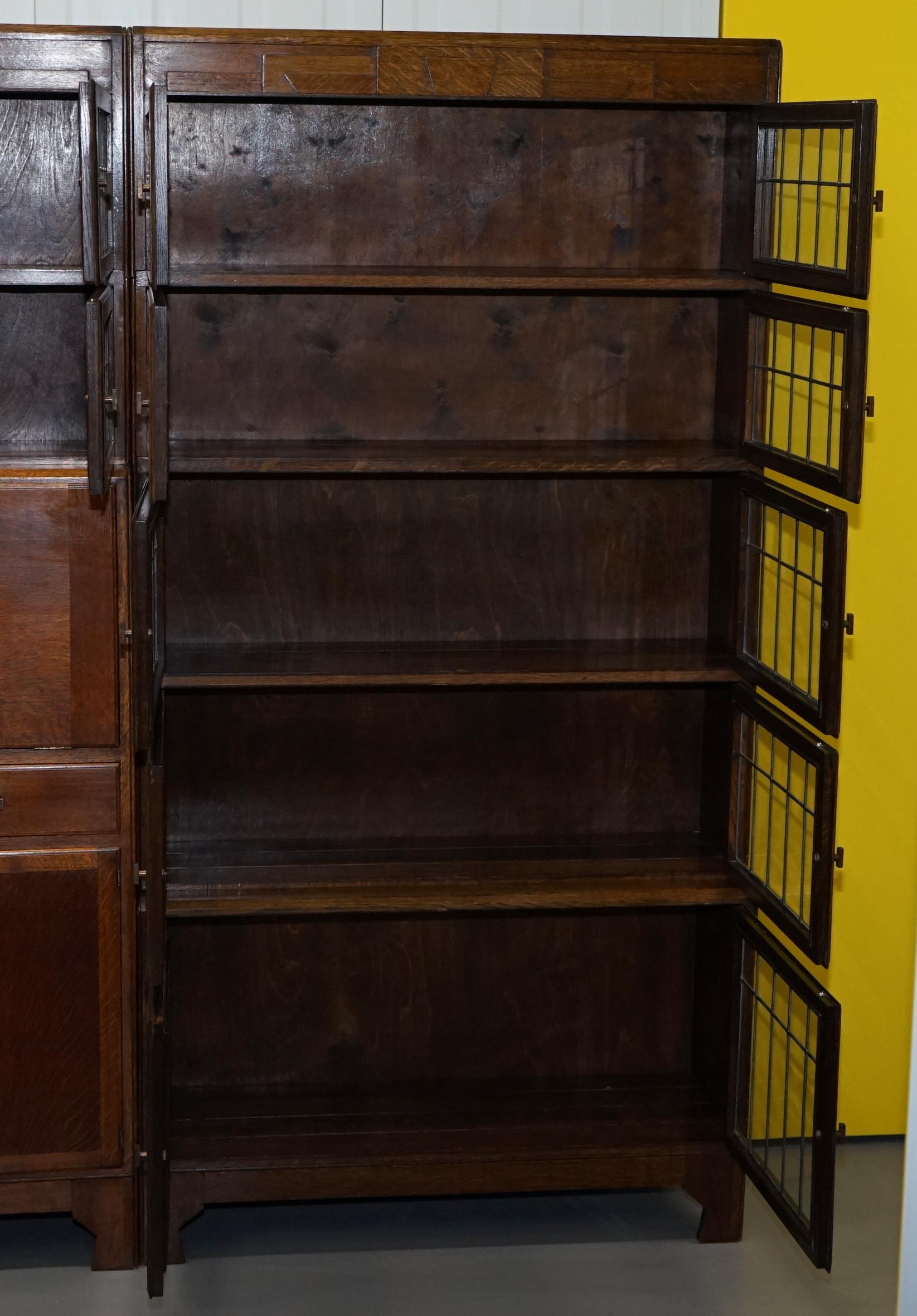 Rare 1900 Minty Oxford Oak Library Stacking Bookcases Suite Desk Globe Wernicke 8
