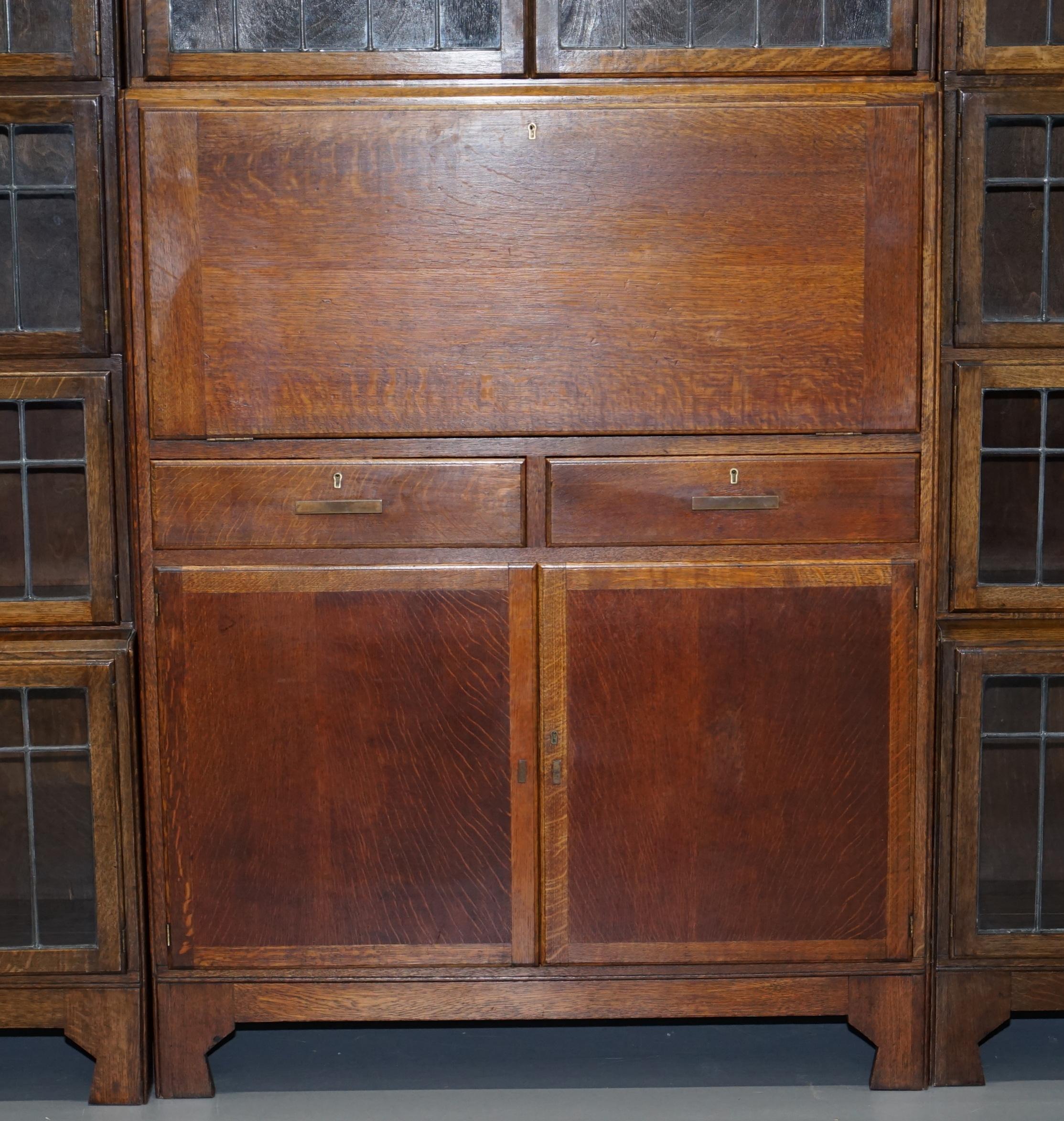 Rare 1900 Minty Oxford Oak Library Stacking Bookcases Suite Desk Globe Wernicke 1