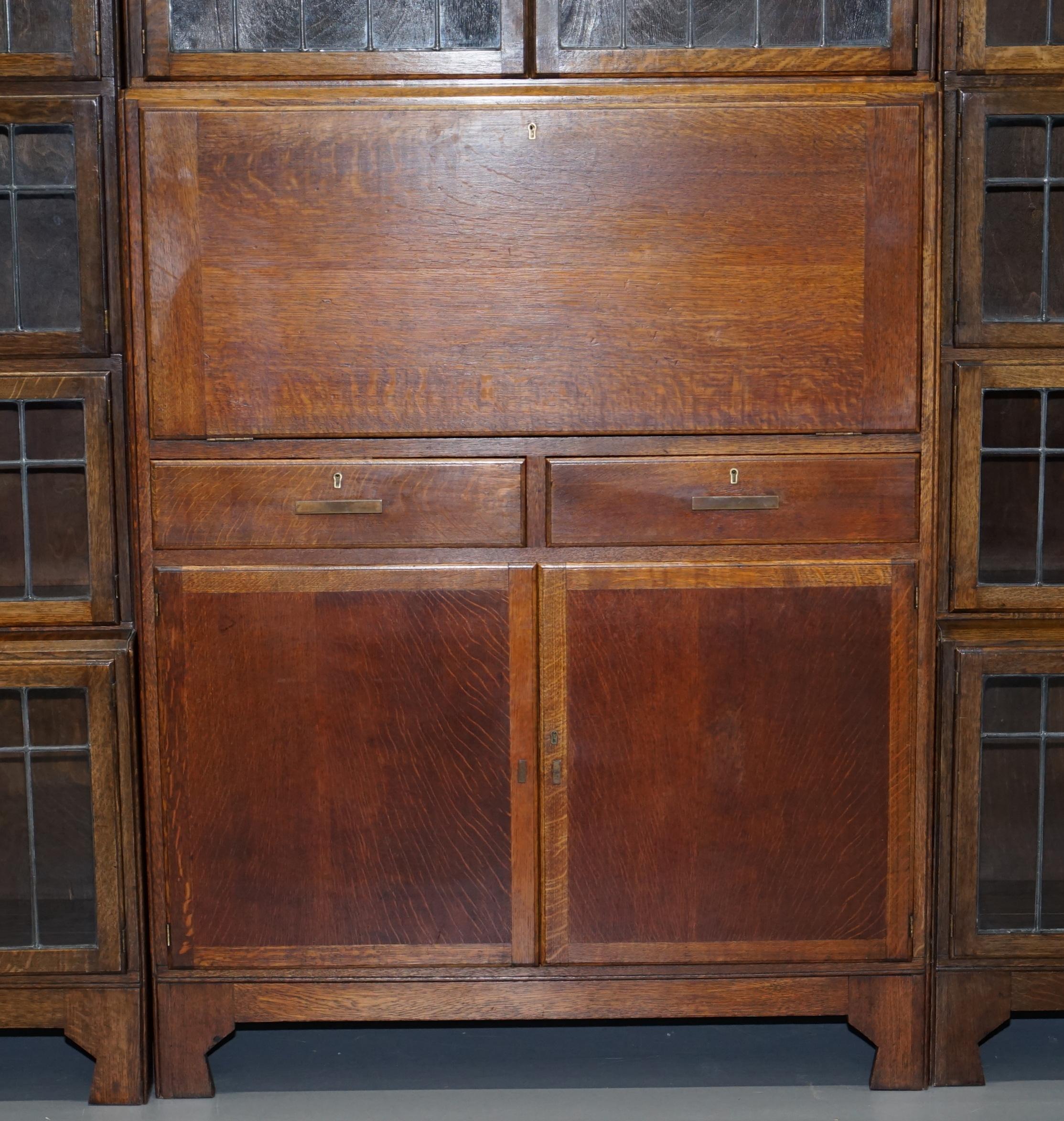 Rare 1900 Minty Oxford Oak Library Stacking Bookcases Suite Desk Globe Wernicke In Good Condition In West Sussex, Pulborough