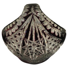 Vintage RARE 1900s Large Handcut Heavy Etched Diamond Cut Amethyst Crystal Basket