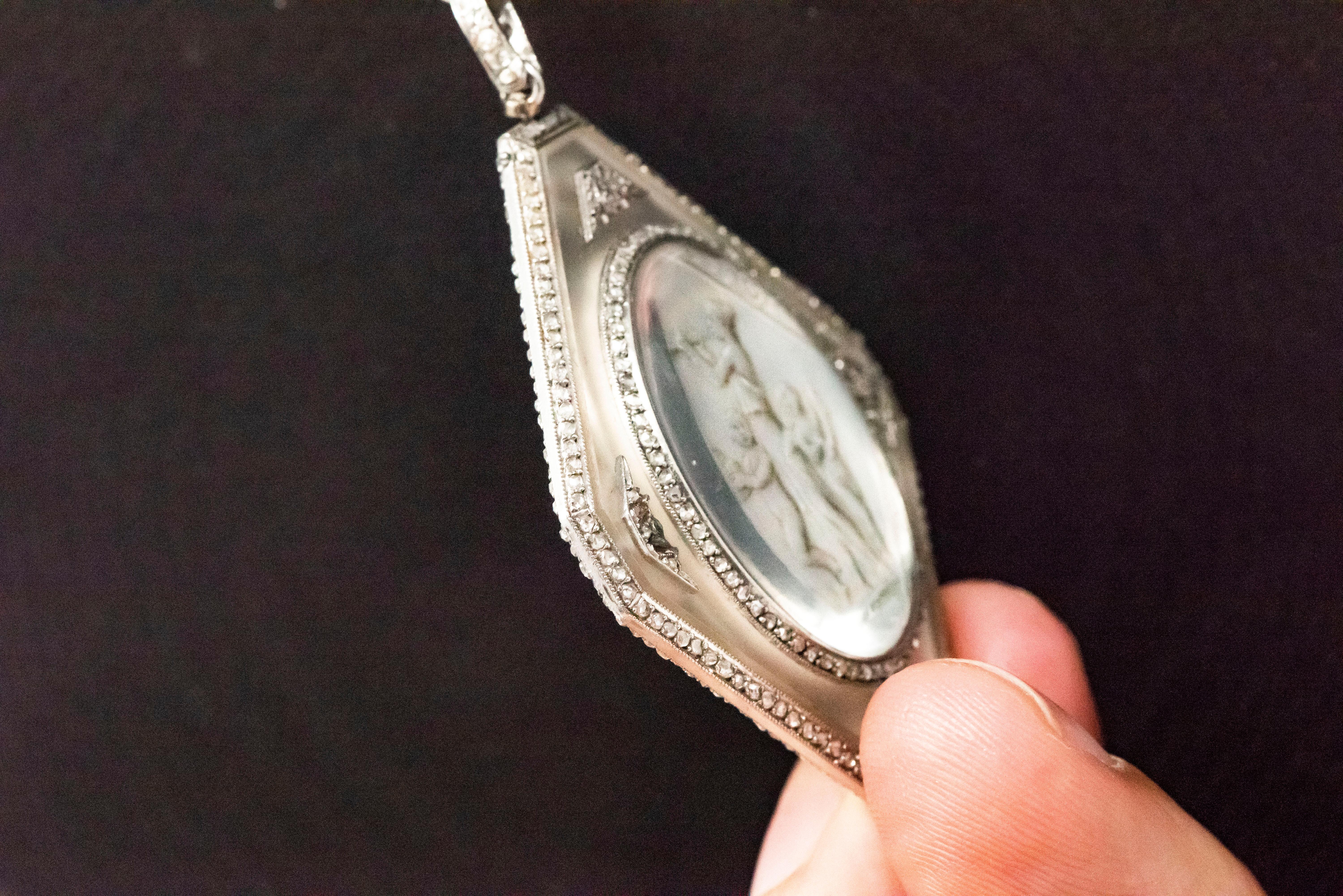 Rare 1900s Vacheron Constantin Verger Angel Rock Crystal Platinum Diamond Watch For Sale 2