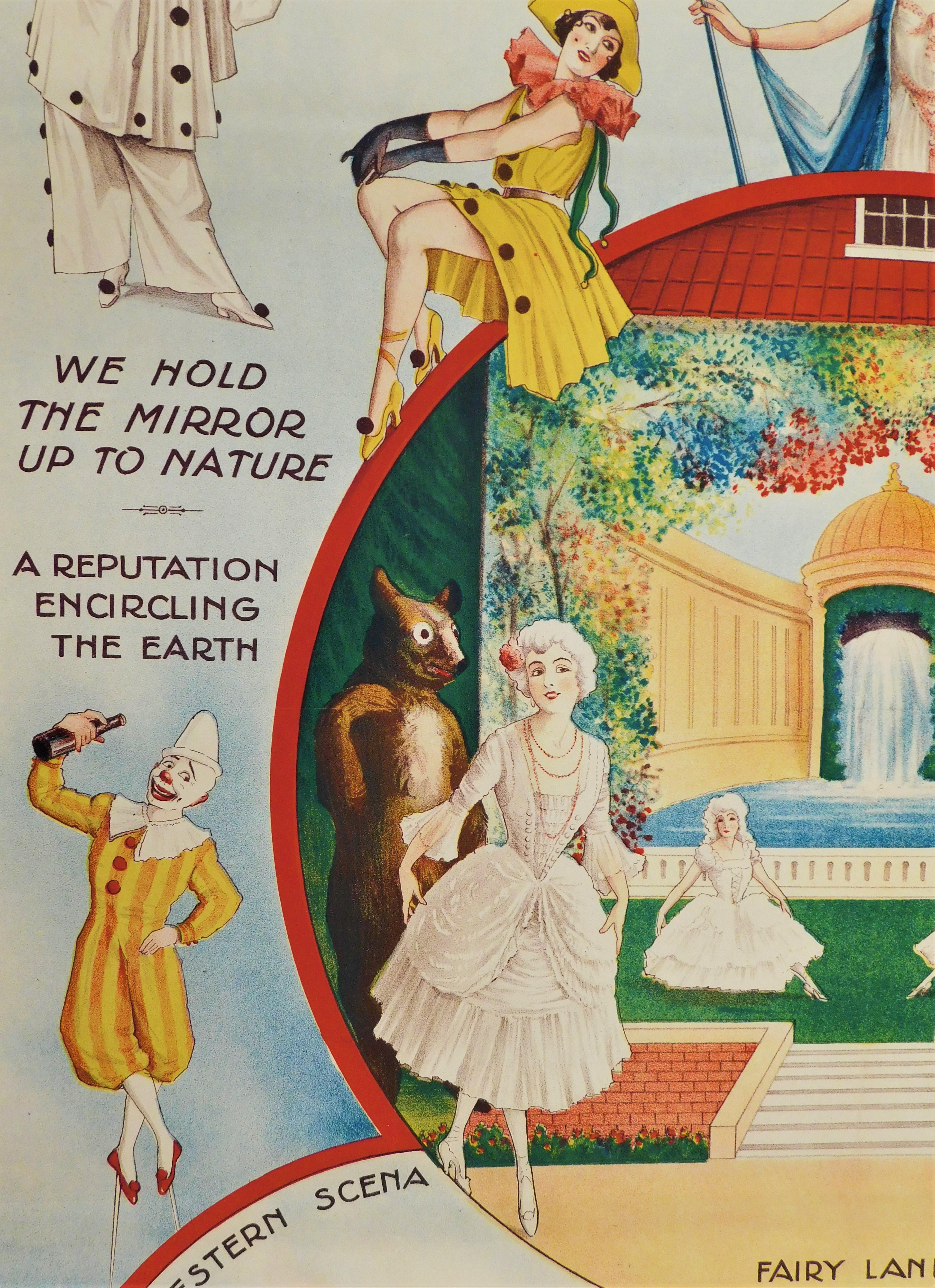 Affiche de scène théâtrale originale des années 1890 à dos de lin - Holden's Mannikins en vente 3