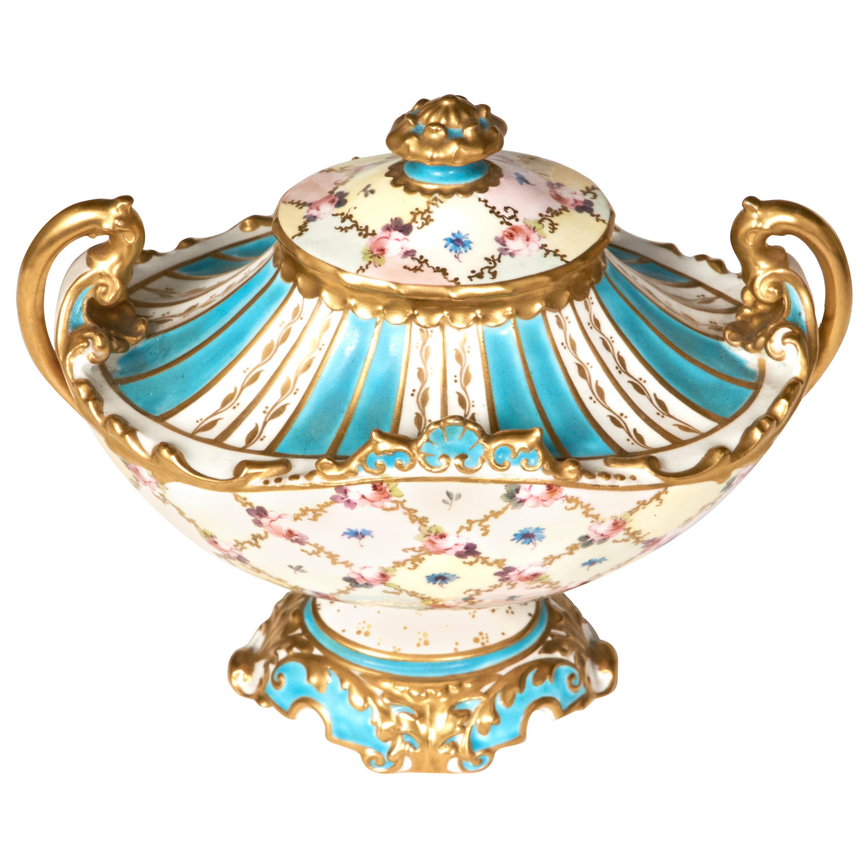 Rare 1907 Hand Painted Royal Crown Derby Covered Dish