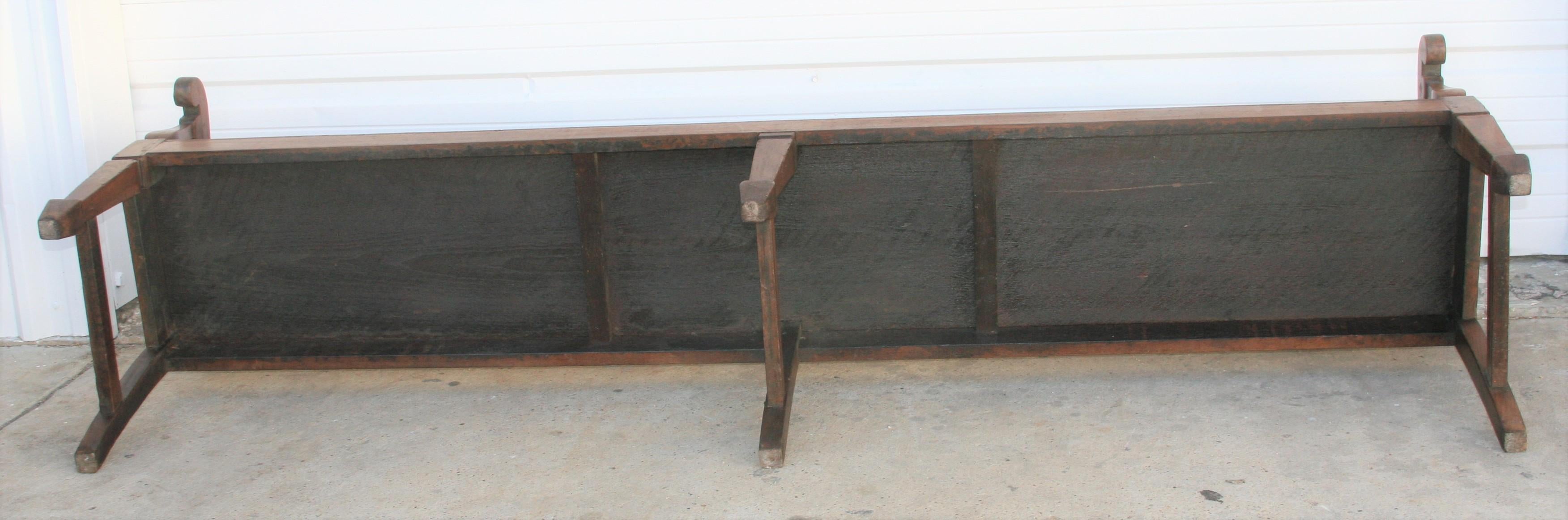 Rare 1910s Solid Teak Wood Handcrafted Bench from a Company Office 5