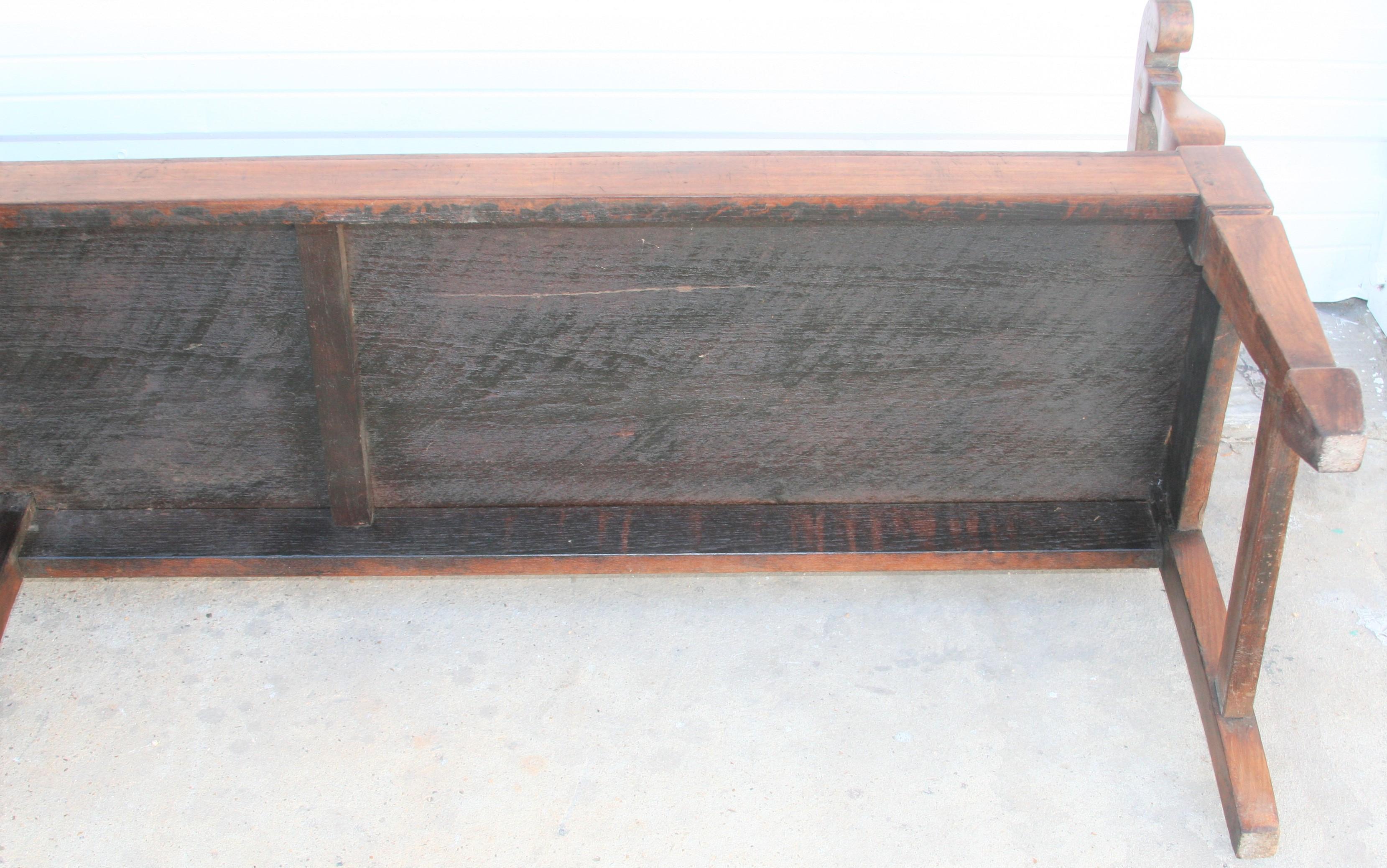 Rare 1910s Solid Teak Wood Handcrafted Bench from a Company Office 6