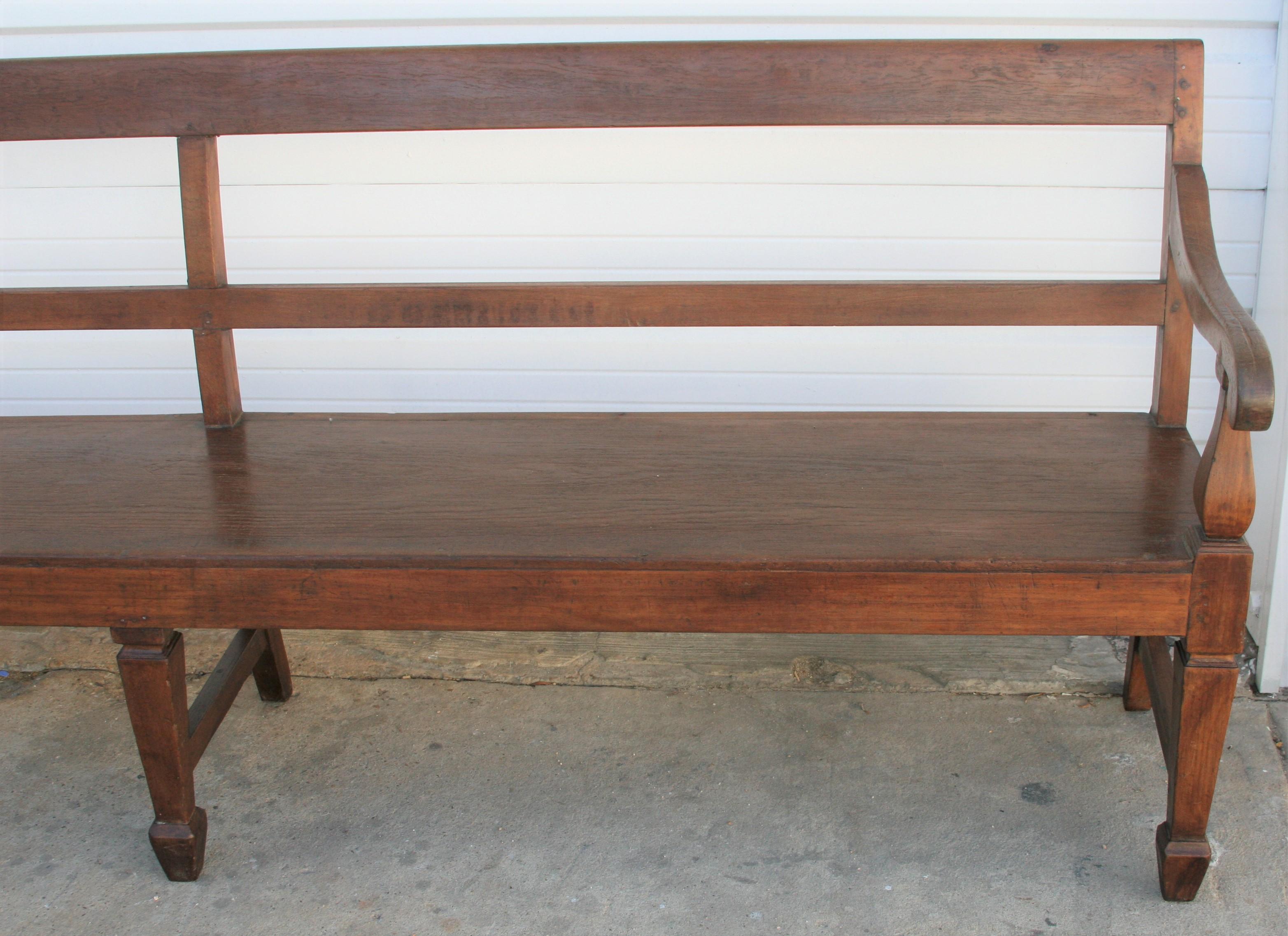 Anglo Raj Rare 1910s Solid Teak Wood Handcrafted Bench from a Company Office