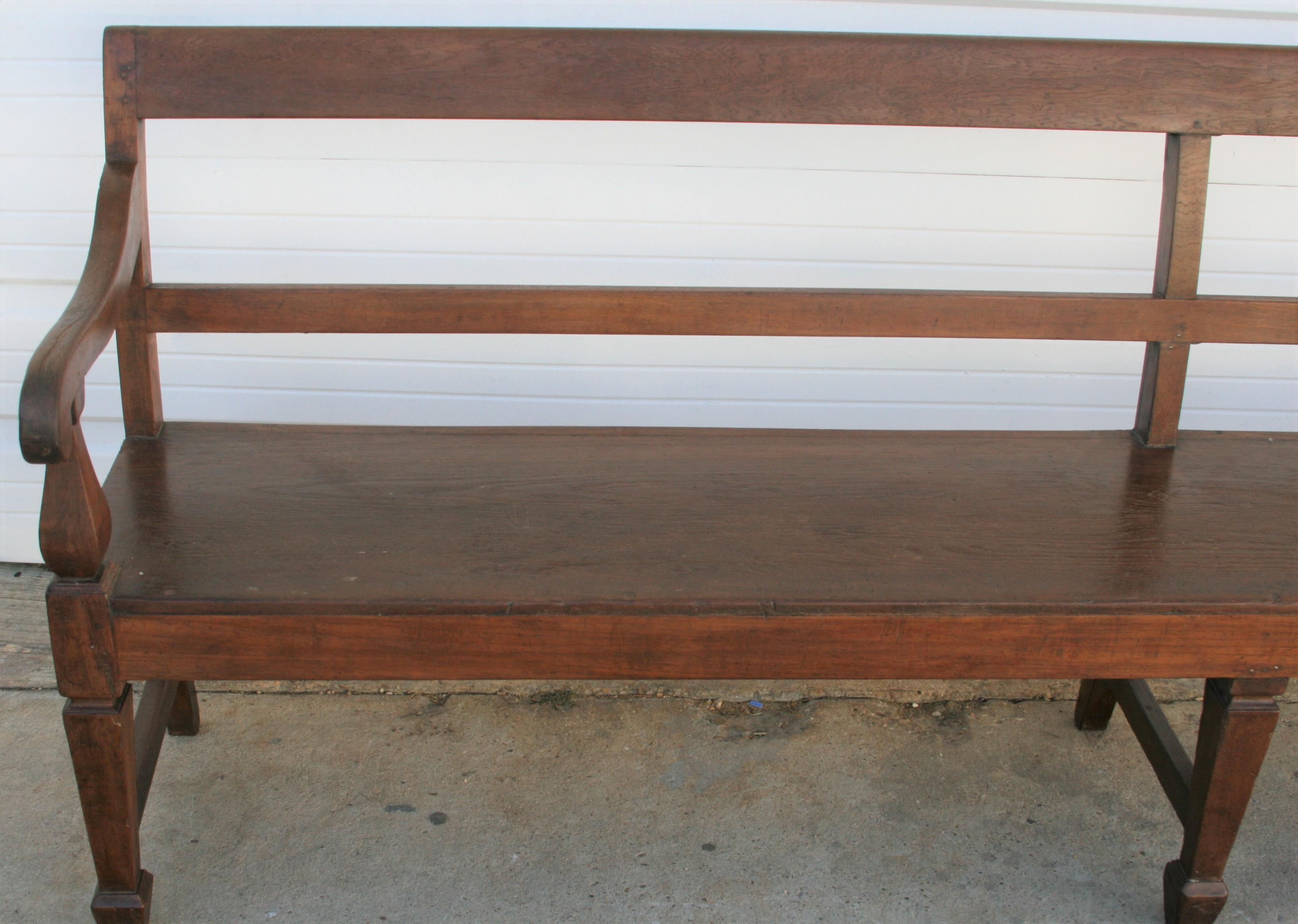 Indian Rare 1910s Solid Teak Wood Handcrafted Bench from a Company Office