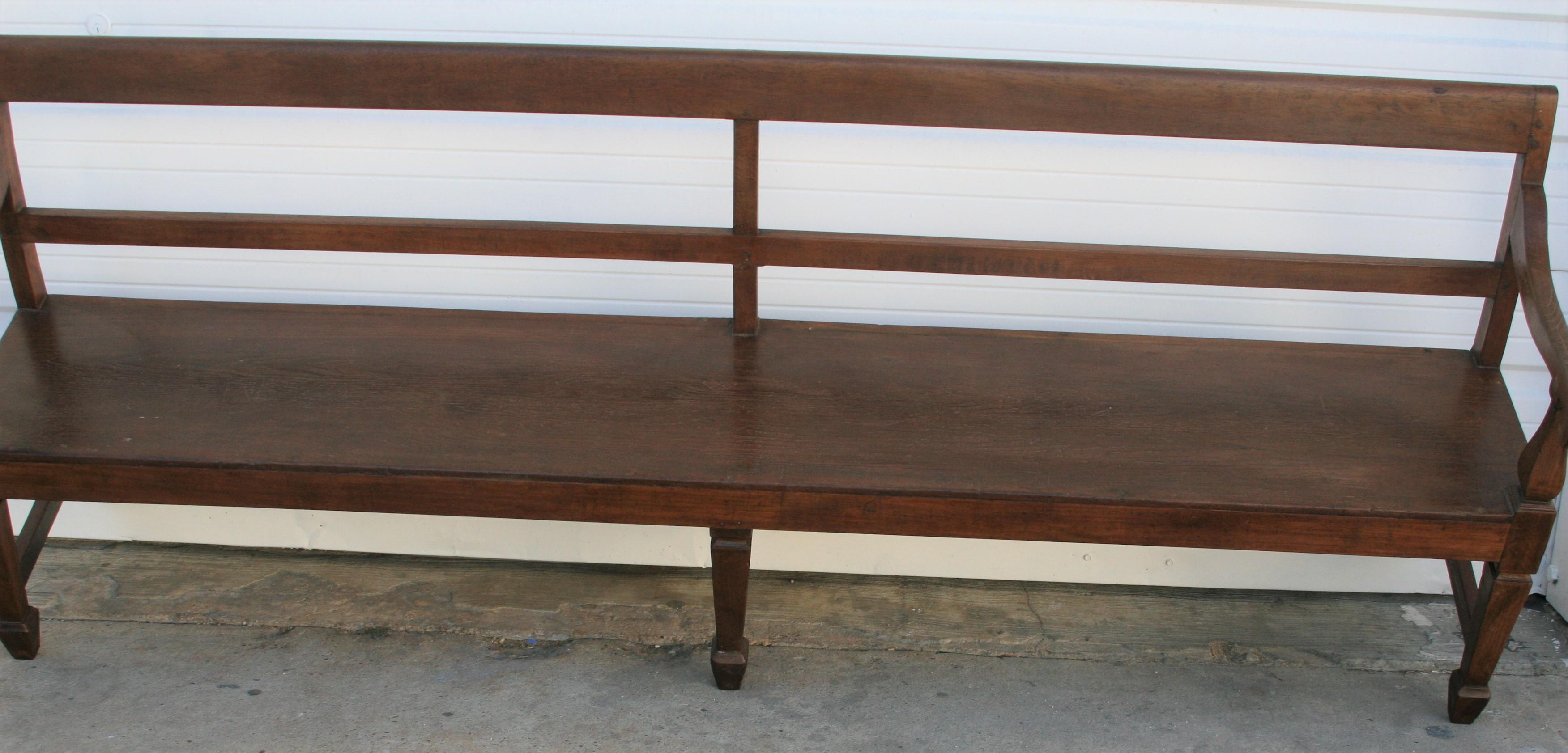 Rare 1910s Solid Teak Wood Handcrafted Bench from a Company Office 1