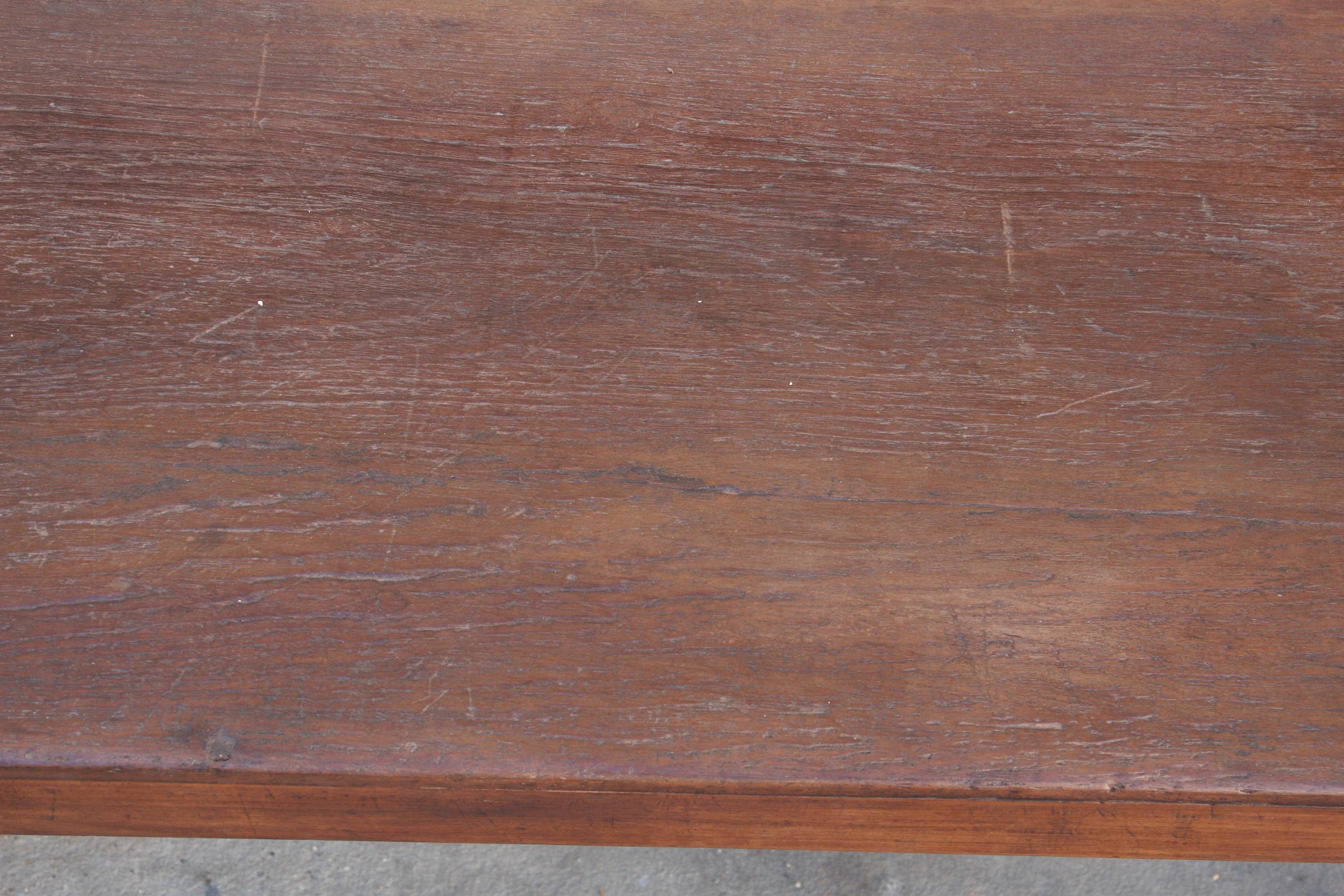 Rare 1910s Solid Teak Wood Handcrafted Bench from a Company Office 2