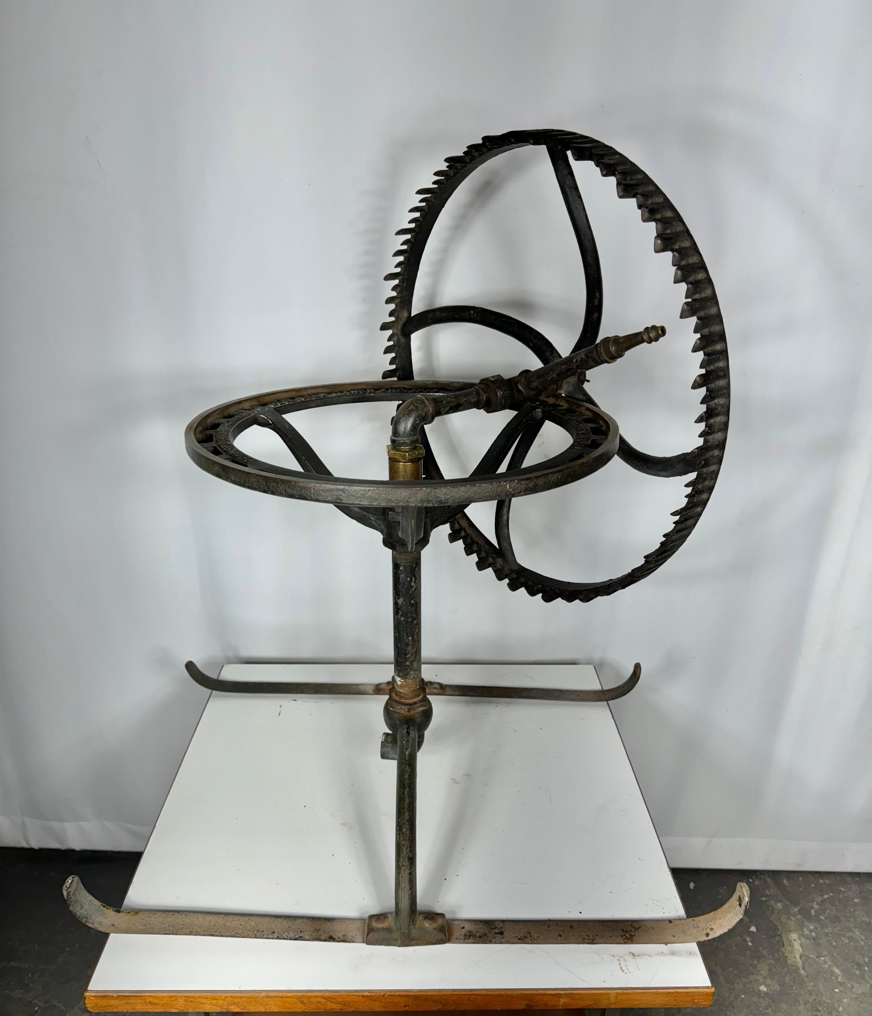 Rare 1914 Industrial cast Iron Lawn Sprinkler/Sculpture  Pennsylvania Rainmaker, 40 years and I have never seen one,, Amazing piece of industrial design / sculpture , Would make a great lawn , yard  sculpture,, functional art.