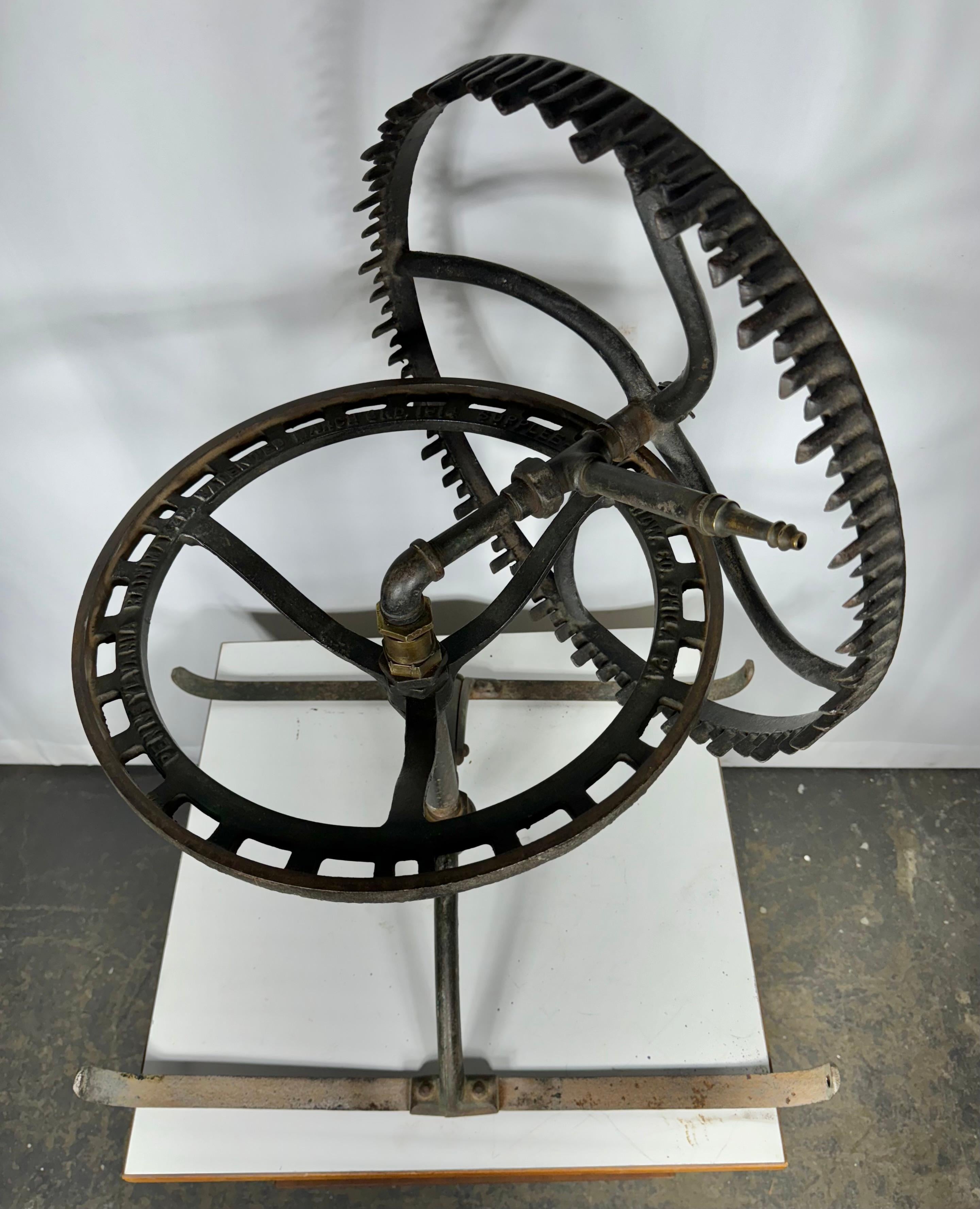 American Rare 1914 Industrial cast Iron Lawn Sprinkler/Sculpture  Pennsylvania Rainmaker