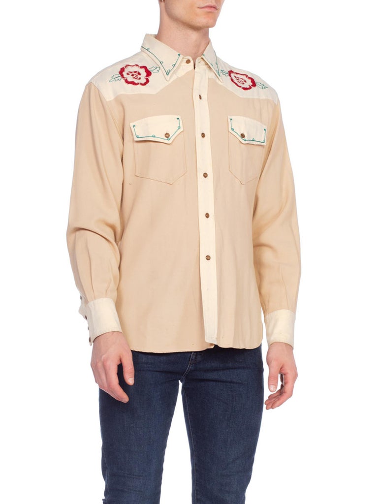 1970s Red & White Western Tem Tex Shirt