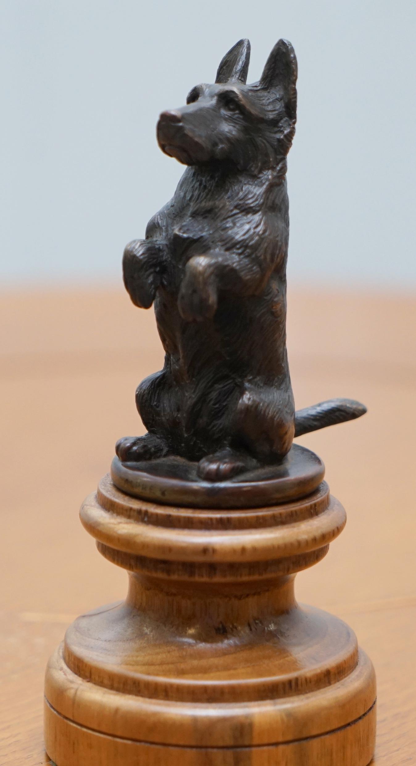Rare 1920 Original Asprey London Solid Bronze Car Mascot of Begging Scottie Dog 1